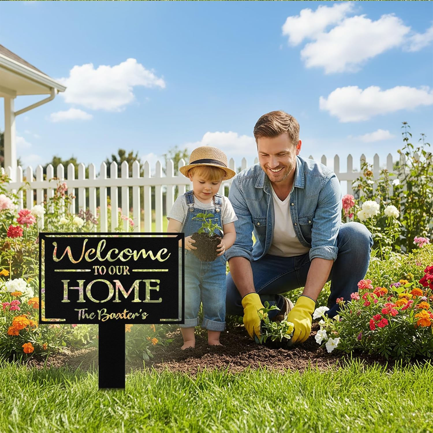 Custom Metal Garden Signs with Stake, Personalized Garden Signs for Ou