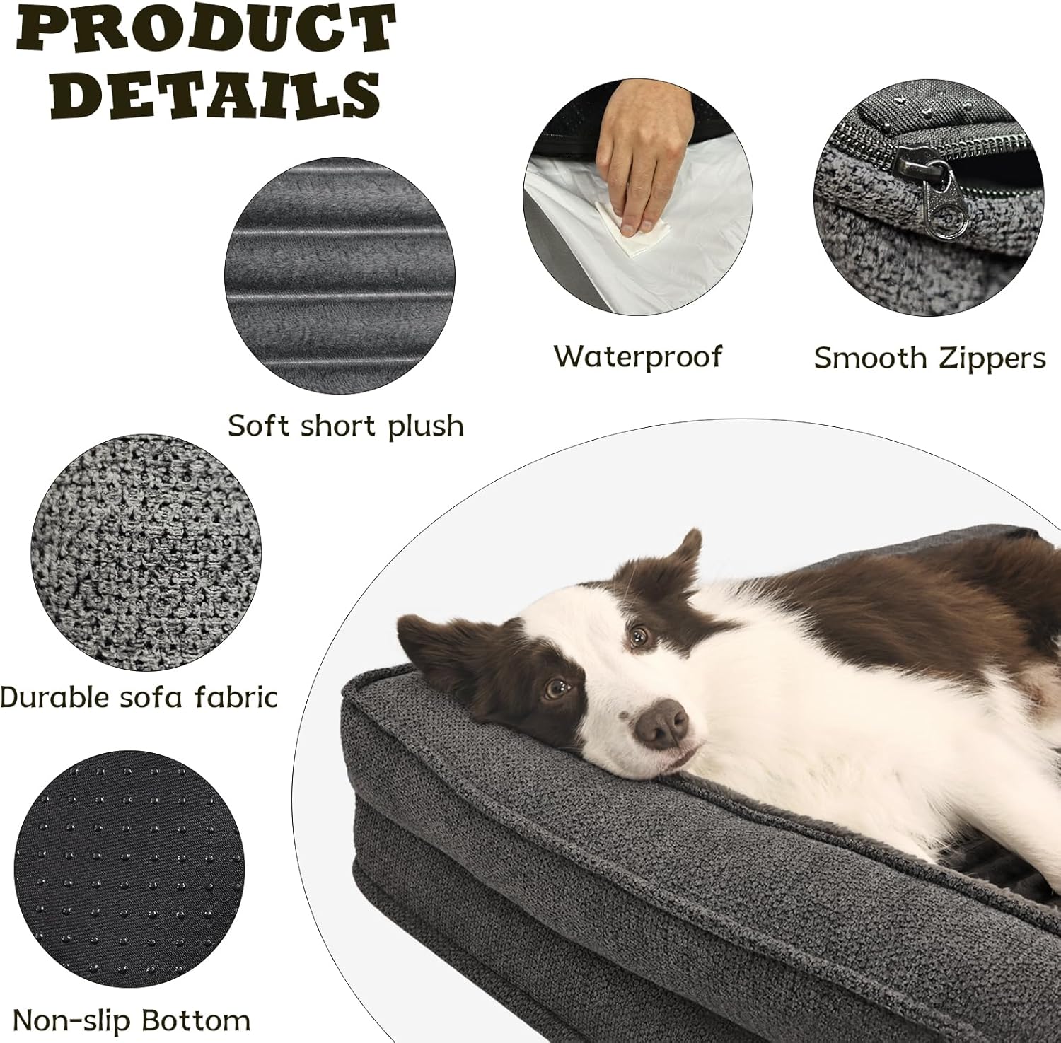 WINDRACING Orthopedic Dog Beds for Large Dogs, XLarge Waterproof Dog B