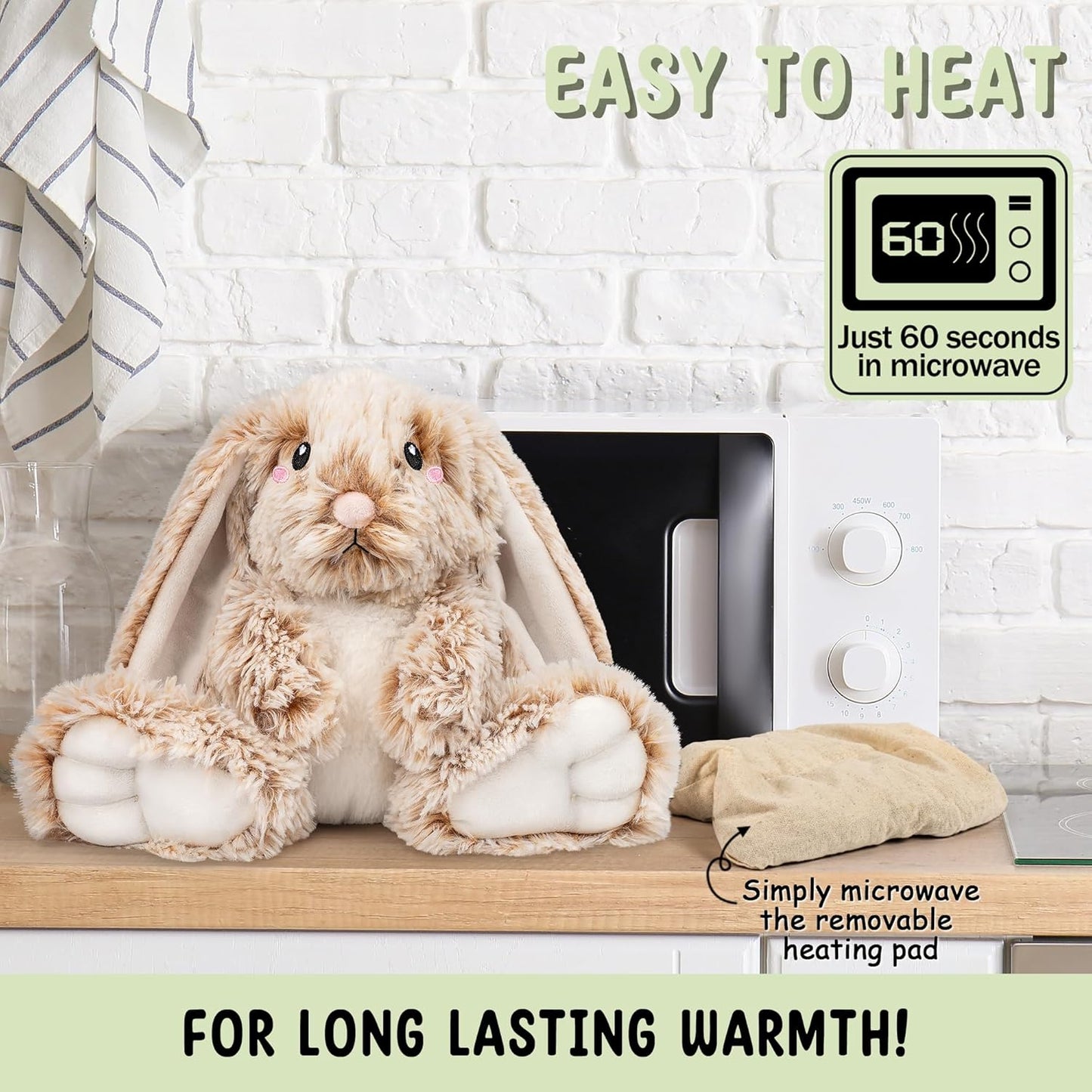 Bunny Microwavable & Weighted Stuffed Animals - 1.5 Lbs Unscented Heat