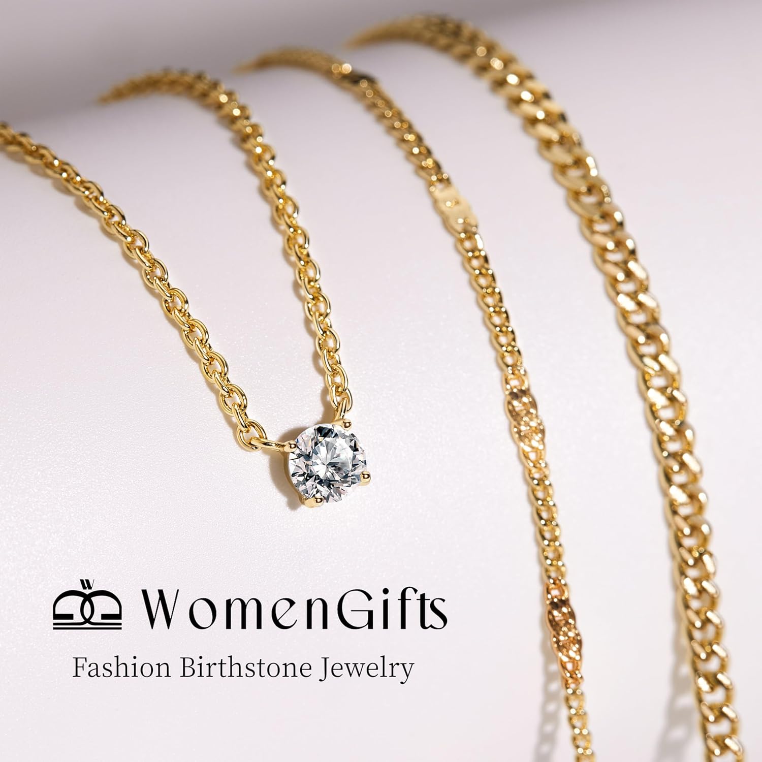 WomenGifts Layered Gold Necklaces for Women, 14K Gold Sterling Silver 