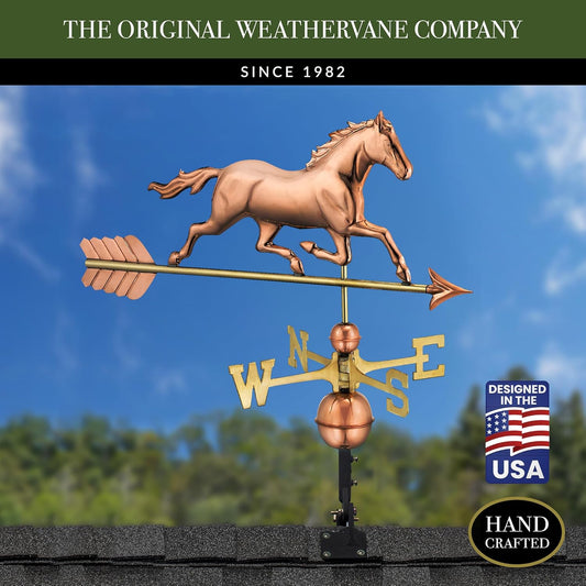 Good Directions Polished Copper Trotting Horse Weathervane – Decorativ