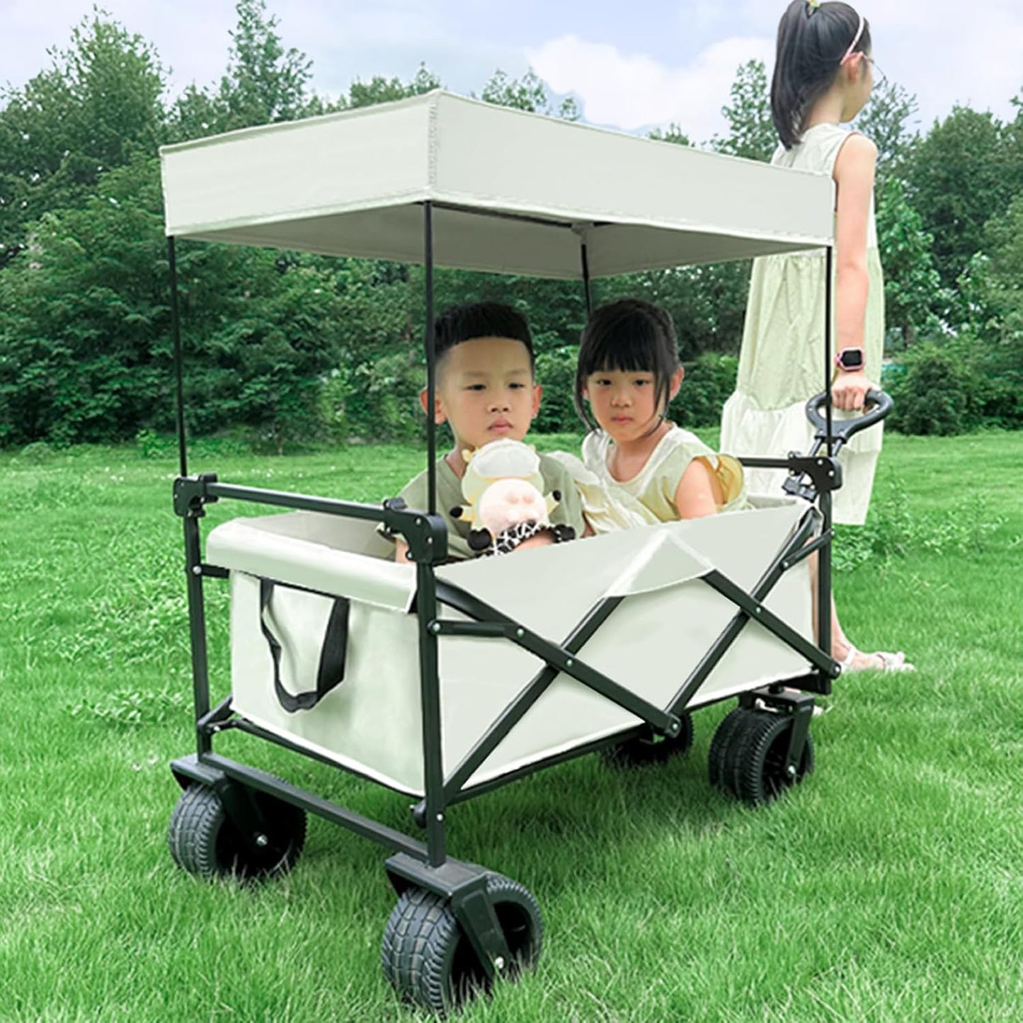 Folding Trolley Awning Sun Protections Trolley Cart Awning Canopy for Outdoor Camping Beach Cart Shopping Awning Canopy