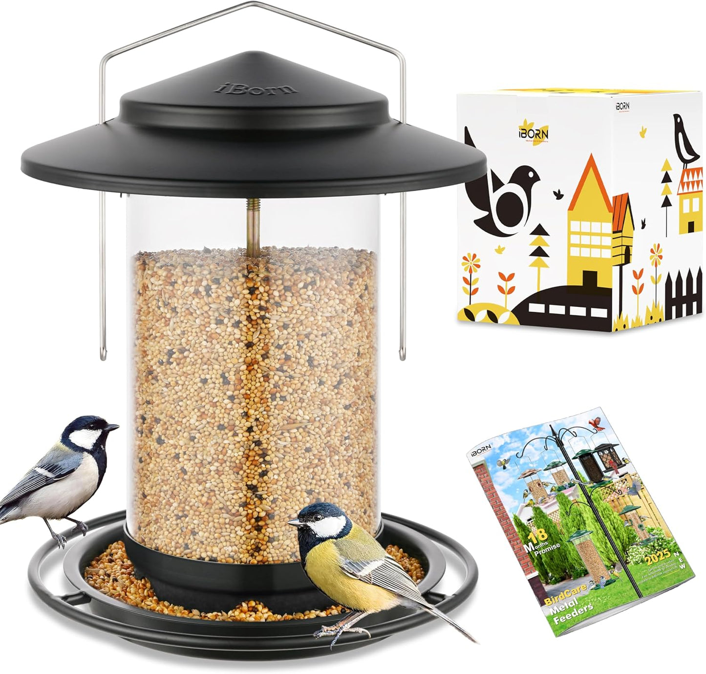 iBorn Metal Bird Feeders for Outdoors Hanging,Wild Bird Feeders for Ca