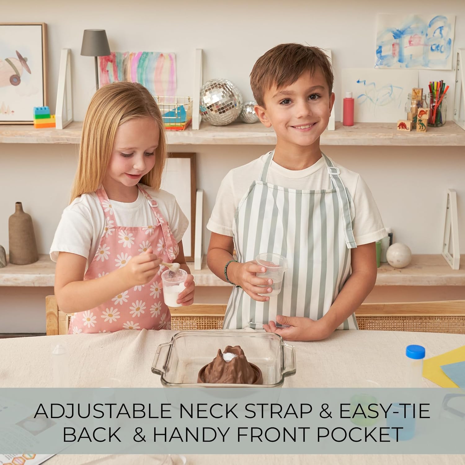 ZICOTO Kids Apron for Girls & Boys - Toddler Apron with Pocket for Coo