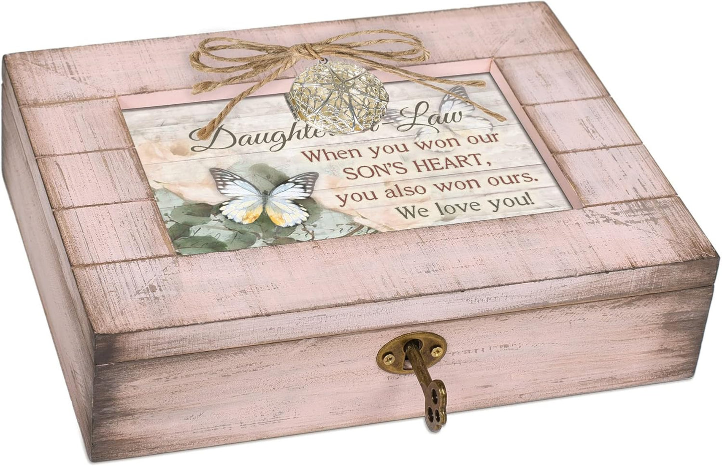 Cottage Garden Daughter in Law Love Blush Pink Distressed Locket Music