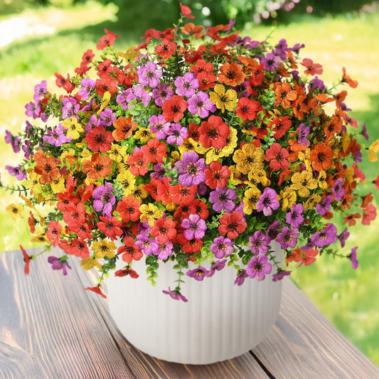 Artificial Flowers Faux Plants Outdoor Fake Flowers Spring Decor,12 Bu