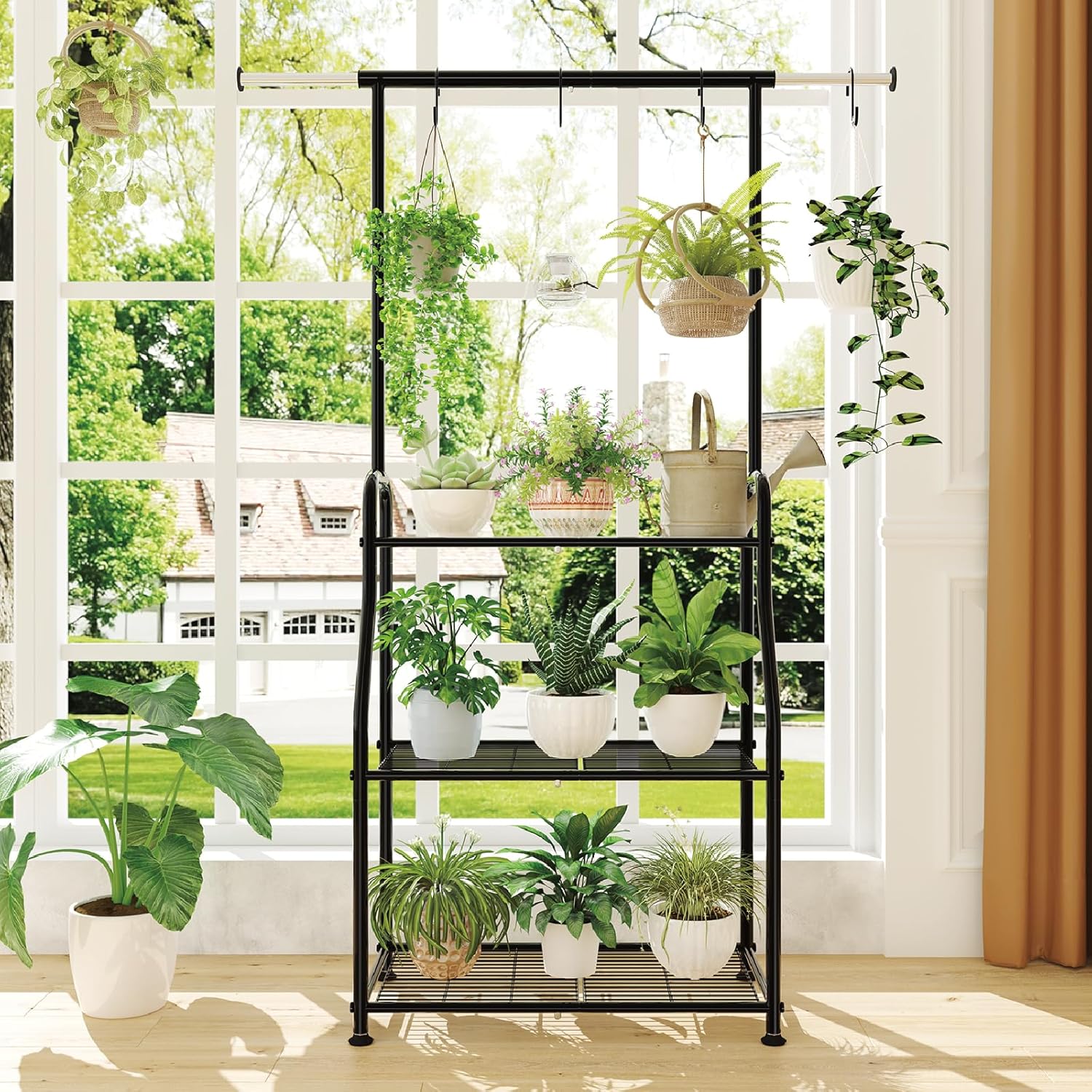 Simple Trending Plant Stand Indoor Outdoor, Heavy Duty Metal 3 Tiered 