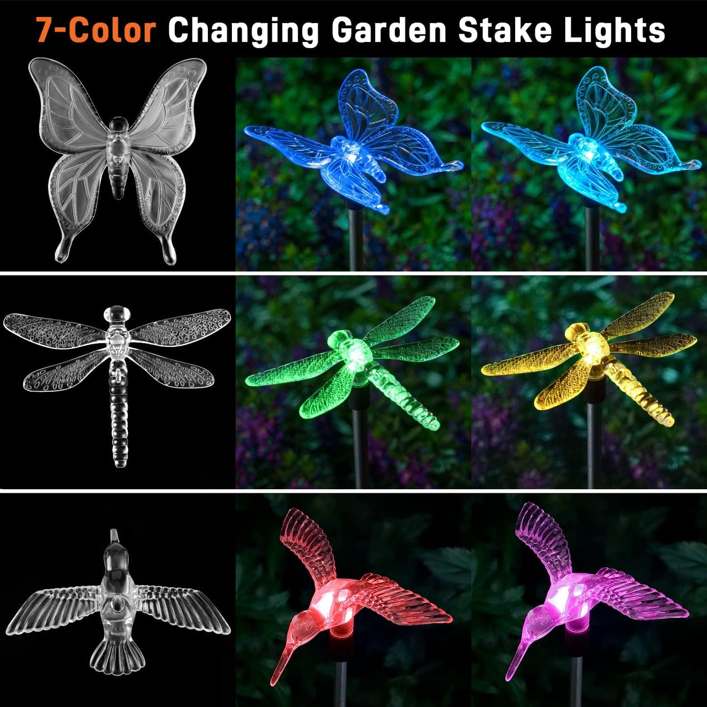 OxyLED Solar Garden Stake Lights 6 Pack Outdoor LED Figurine Lighting 
