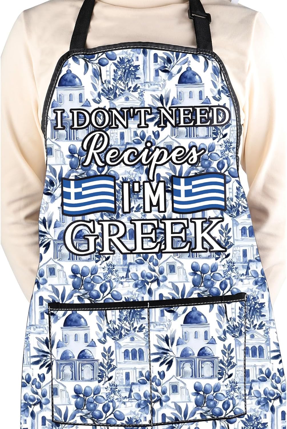 WCGXKO I Don't Need A Recipe I'm Greek Kitchen Apron Funny Cooking Gif