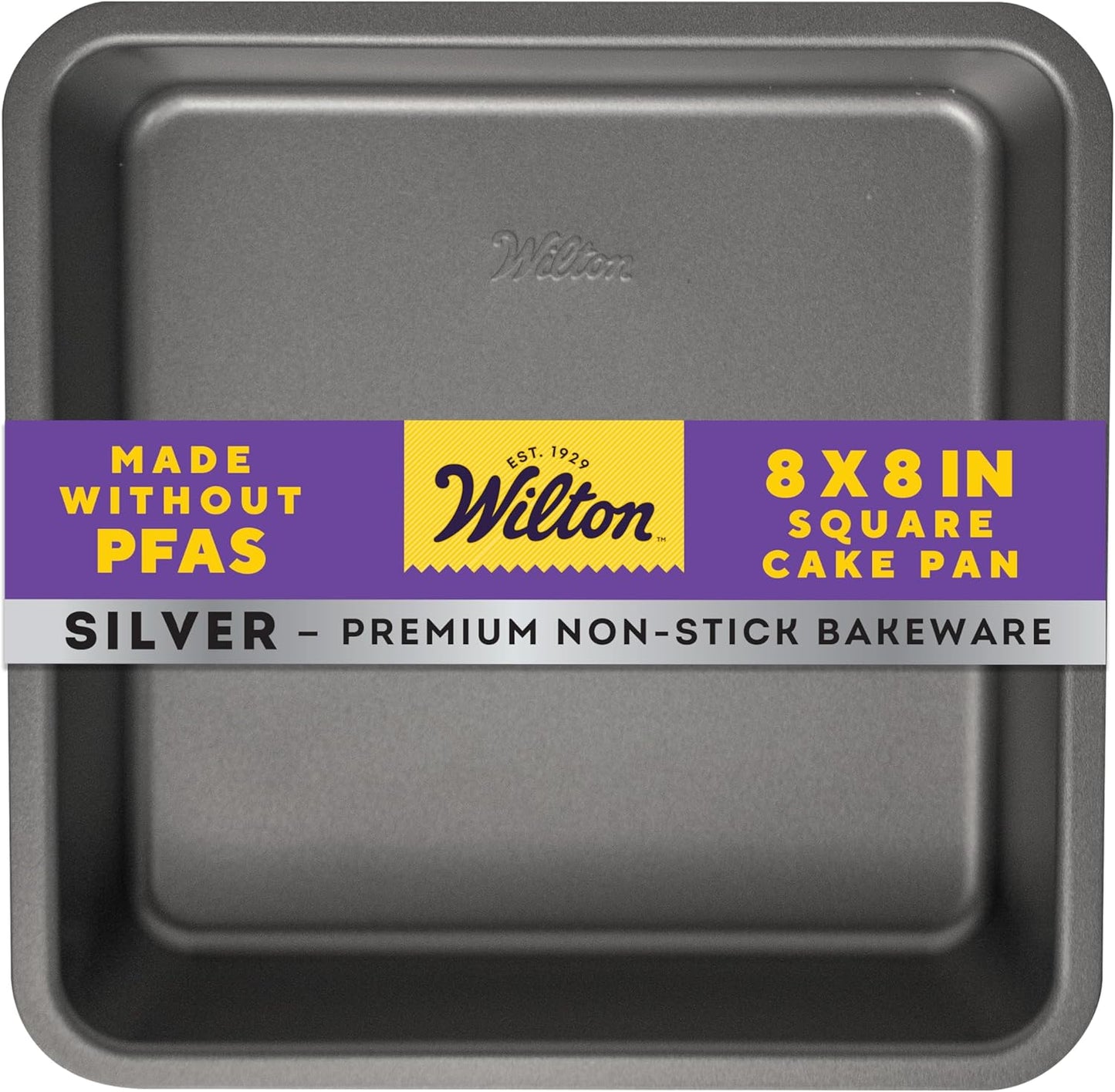 Wilton Silver Non-Stick 8 x 8 Inch Square Brownie Cake Pan, Cold-Rolle
