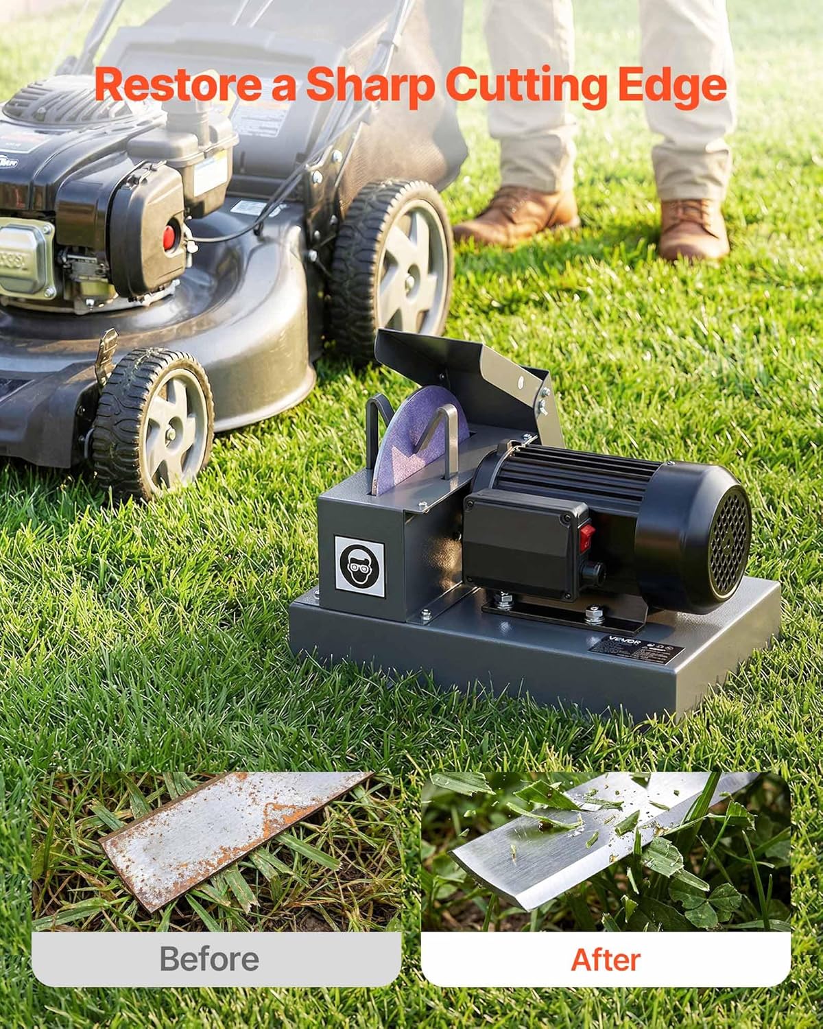 VEVOR Lawn Mower Blade Sharpener, 1HP Lawnmower Blades Grinder with 9"