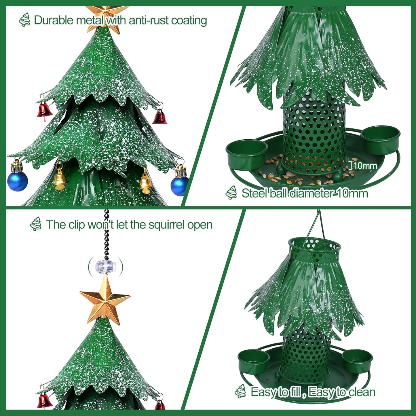 Christmas Tree Bird Feeders for Outdoor, Metal Hanging Outdoors, Wild Bird Feeders Cardinal as a Great Gift for Bird Lovers.Christmas Decorations