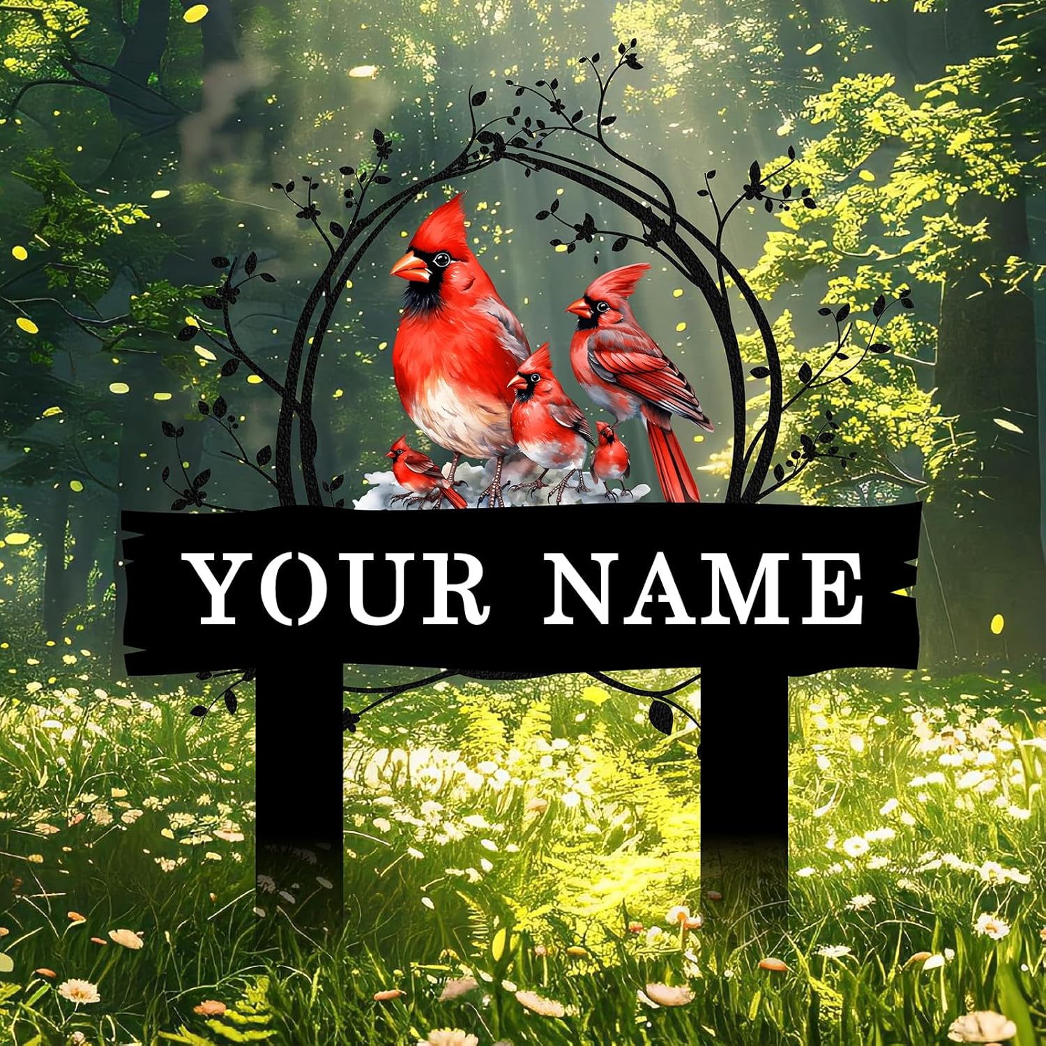 Custom Garden Metal Sign with Stakes, Personalized Cardinal Signs for 