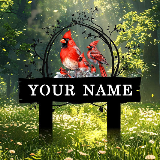 Custom Garden Metal Sign with Stakes, Personalized Cardinal Signs for 