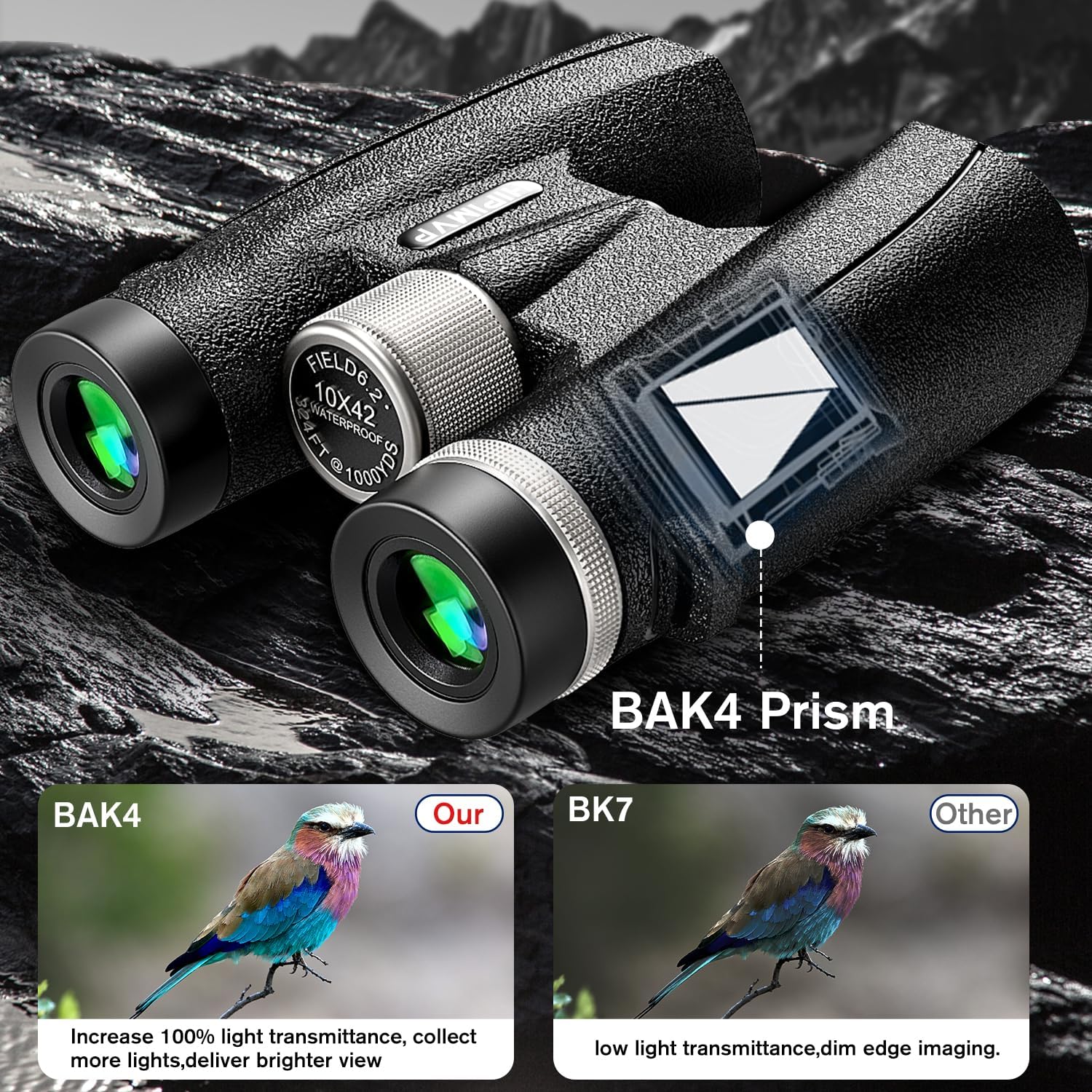 IPX7 Waterproof Powerful 10x42 Binoculars for Adults high Powered Hunt