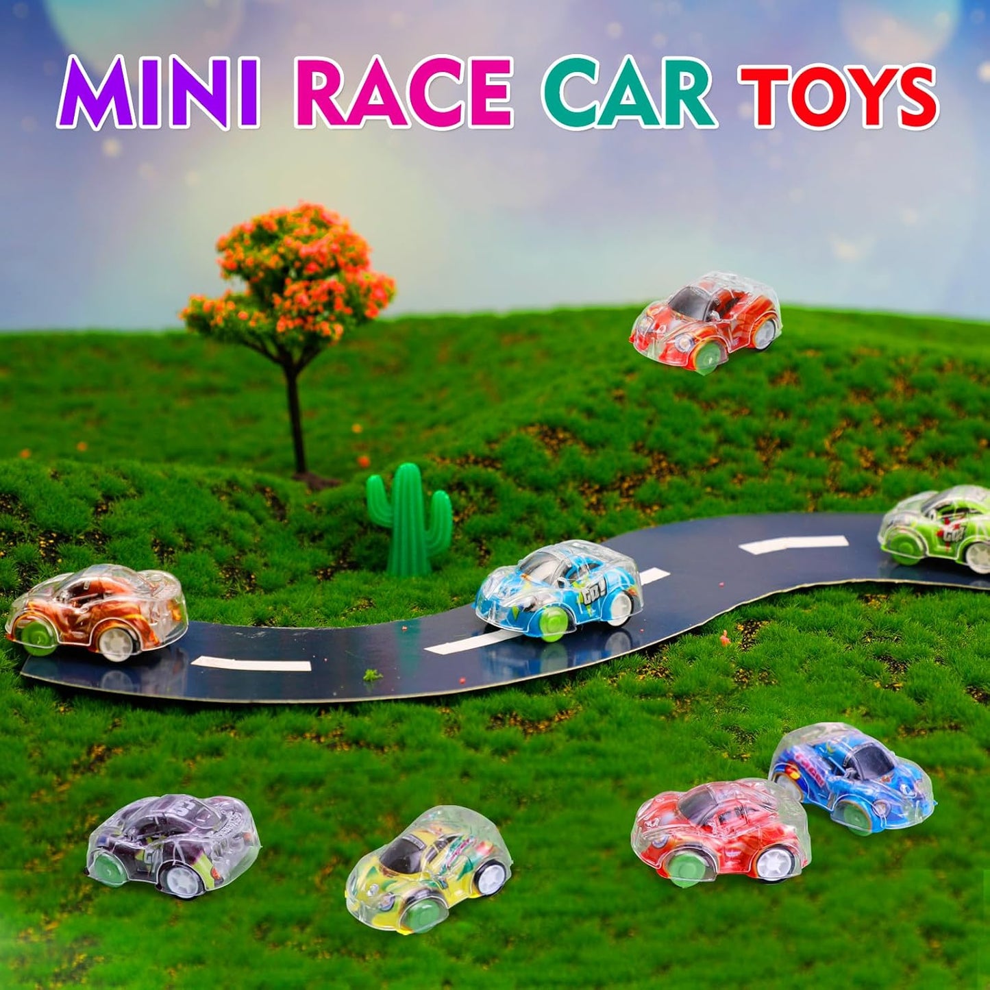 Worgree 50 Pcs Mini Pull Back Cars, Small Race Car Toys Bulk Party Fav