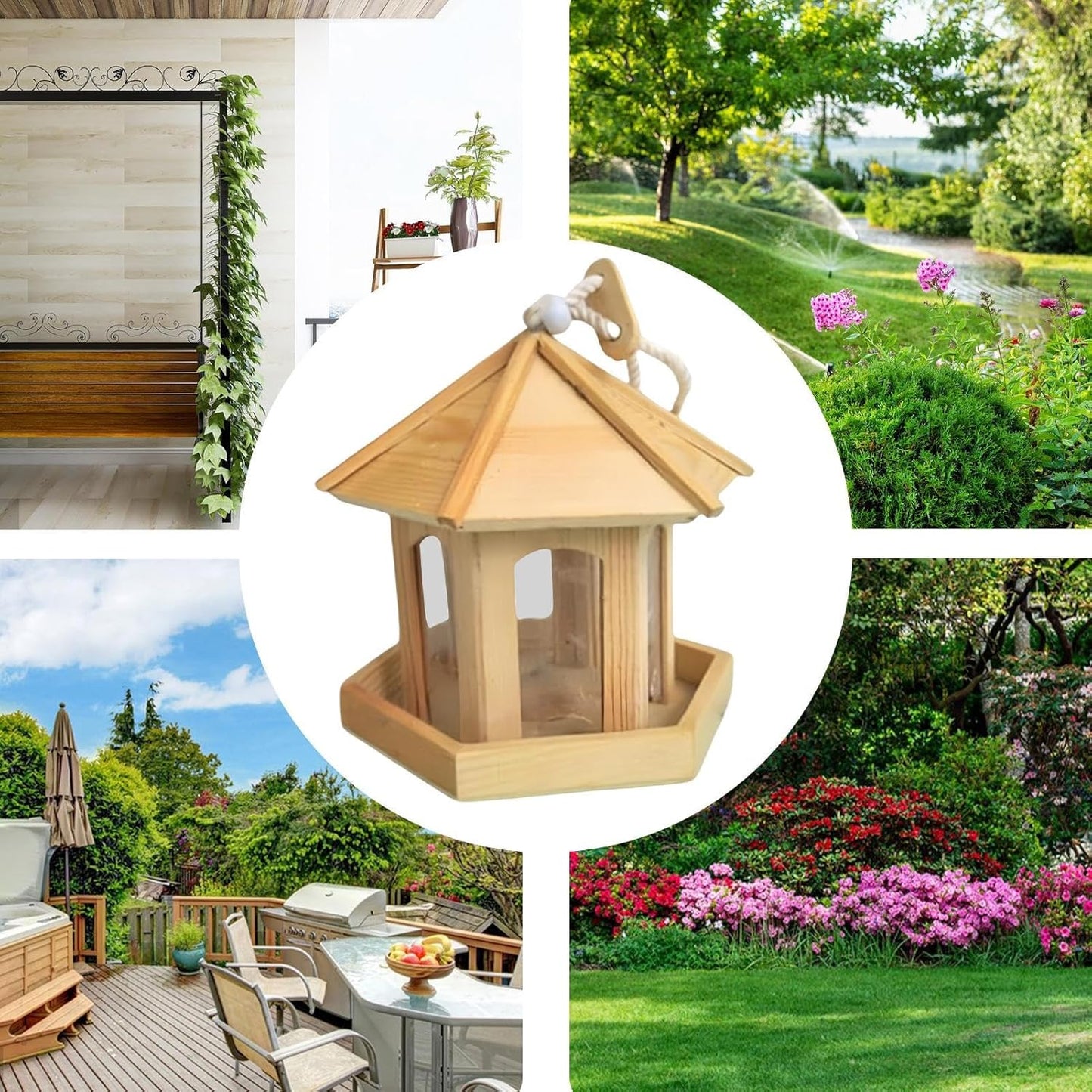 Bird Feeders for Outside | Hexagonal Garden Cage Ornament | Wild Bird Feeders,for Garden Backyard Patio Lawn Window Balcony Deck Wildlife Attraction