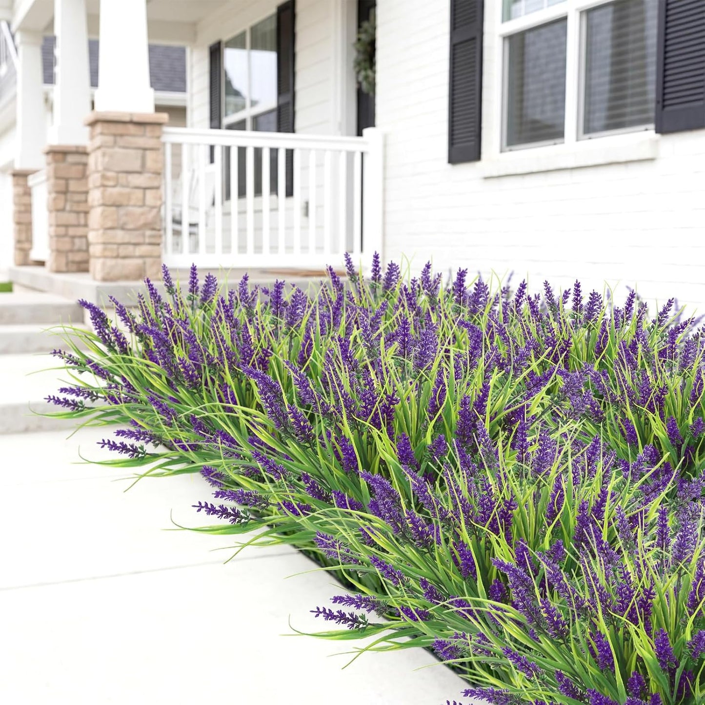 10 Bundles Artificial Grass Fake Plants Outdoor Fake Monkey Tail Grass with Flowers for Pot UV Resistant Lavender Patio Garden Porch Home Window Hanging Planter Decor Faux Plastic Shrubs(Fuchsia)