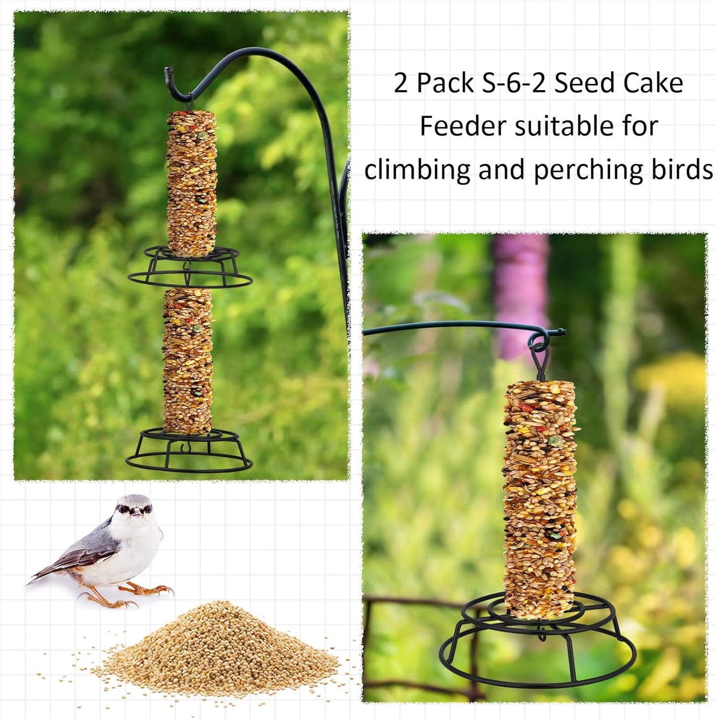 Honeydak 2 Pcs Cylinder Bird Feeder Outdoor Seed Holder for Large Smal