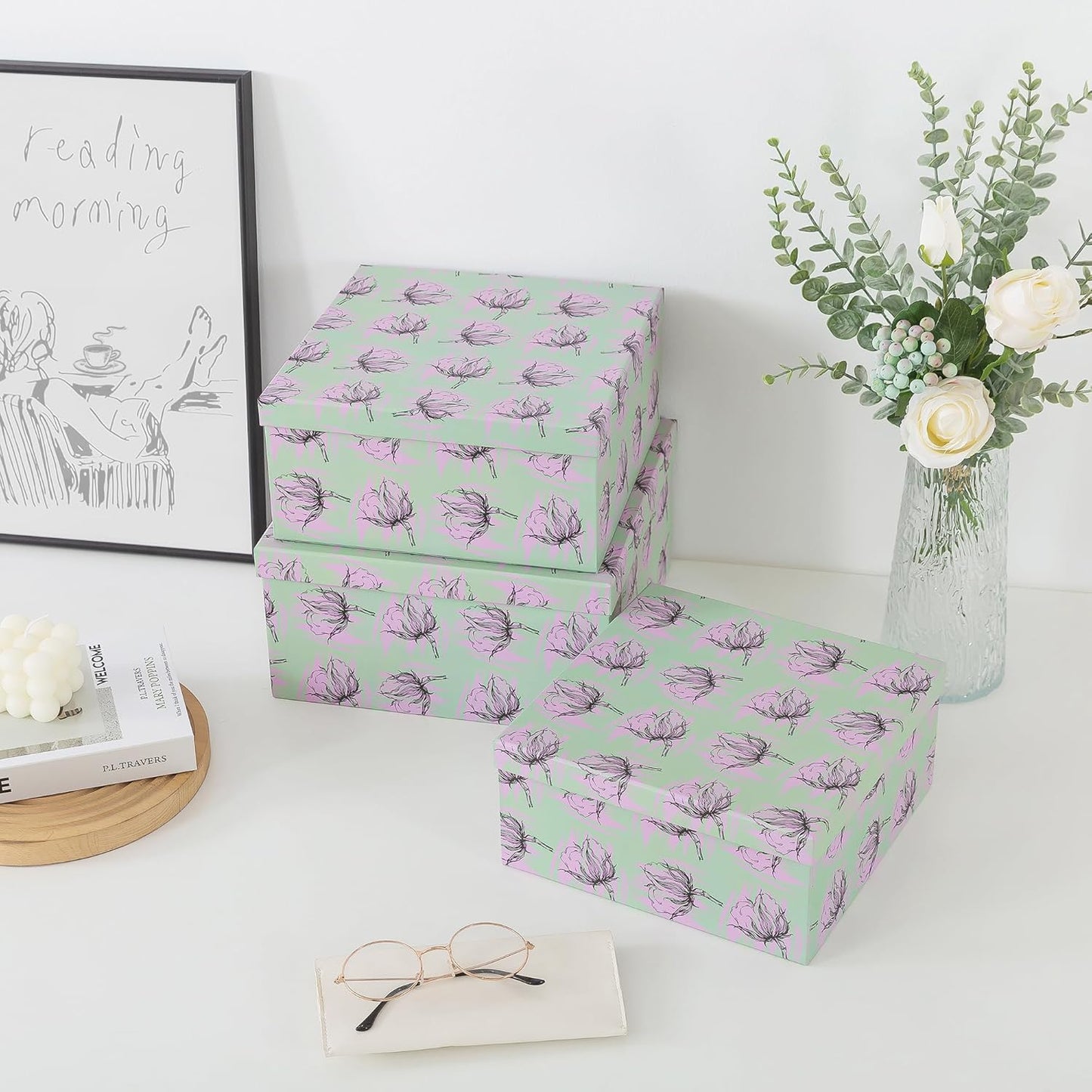 Soul & Lane Set of 3 Decorative Boxes with Lids, Square 11" x 11" Nest