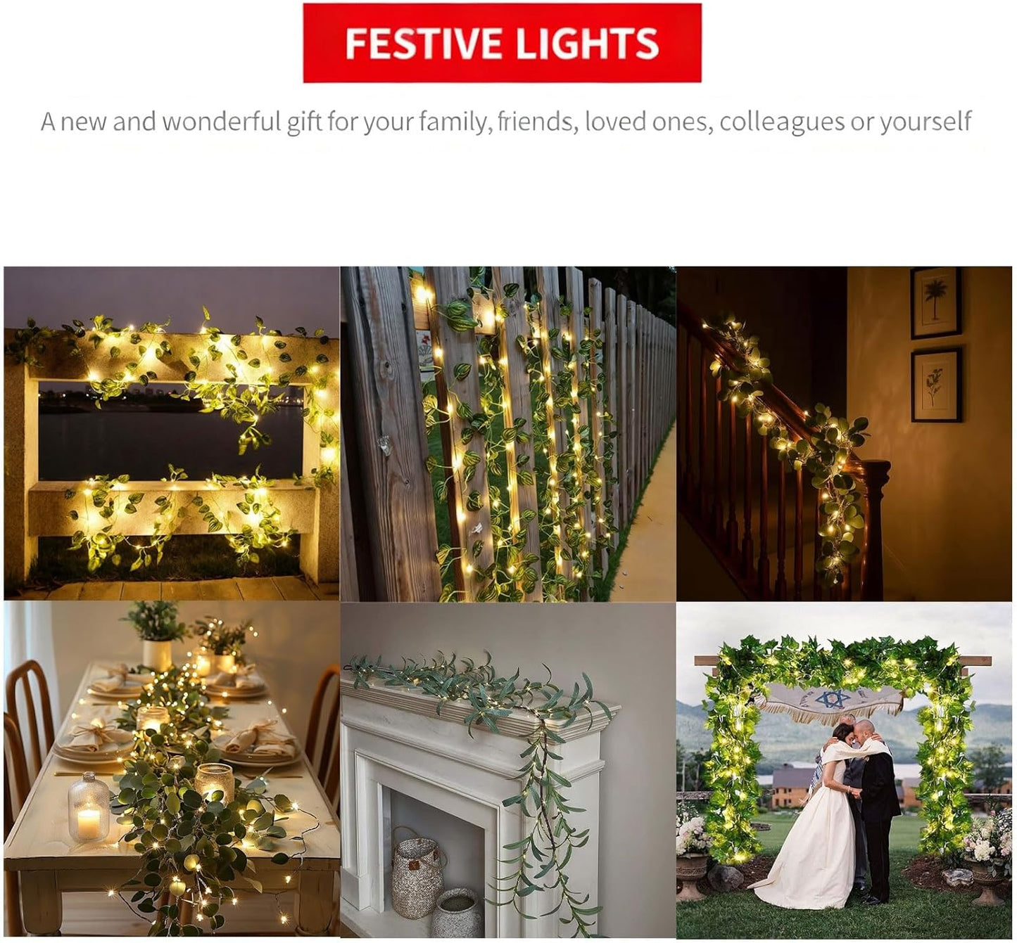 Christmas Lights Outdoor, Solar Vine String Lights with 8 Modes, Waterproof 2-10M Fairy Lights for Garden, Xmas Tree, Holiday & Wedding Decor(10m/32.8ft,Sol Pwr,5)
