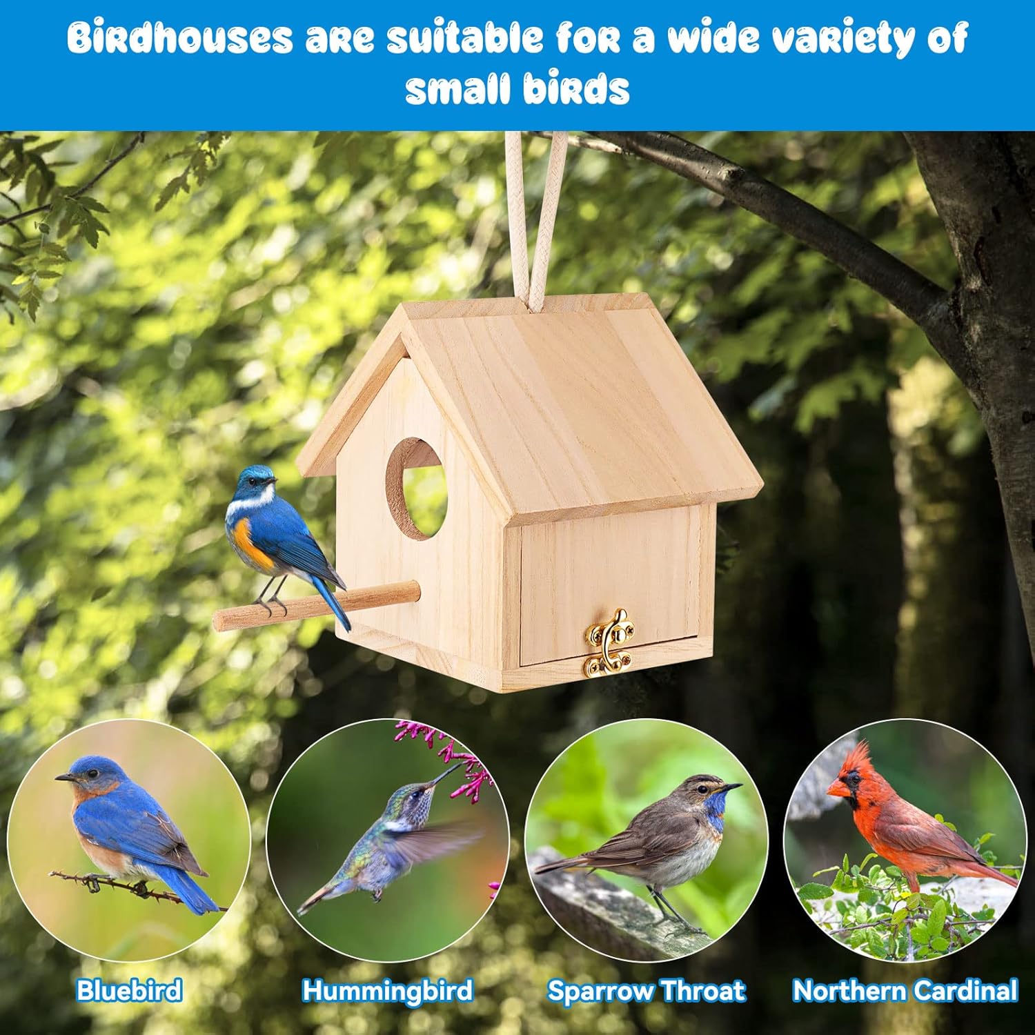 Bird Houses for Outside Clearance with Pole, Wood Birdhouse Blue Bird 