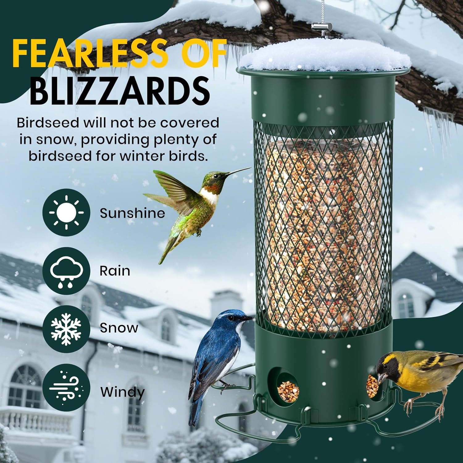 Metal Squirrel Proof Bird Feeders for Outdoors Hanging,Weight-Activate
