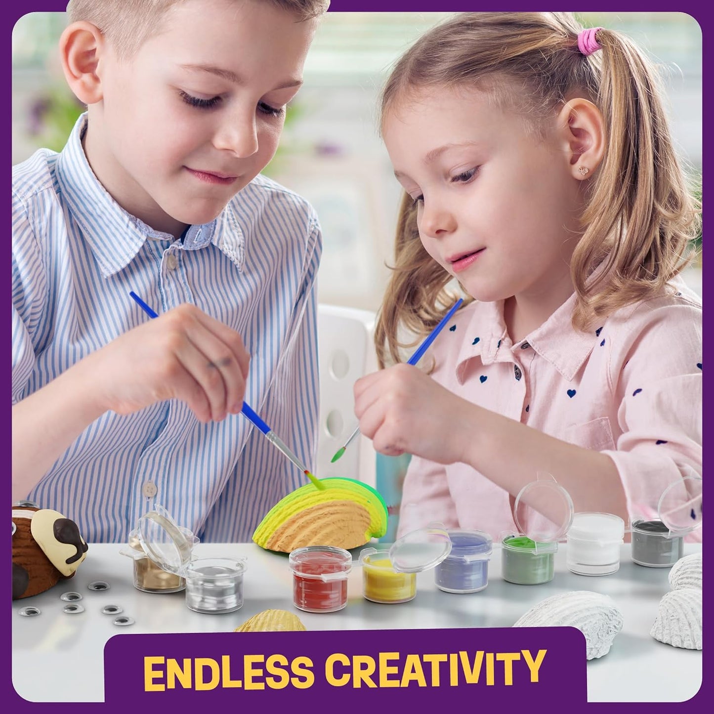 Dan&Darci Kids Sea Shell Painting Kit - Arts & Crafts Easter Gifts for