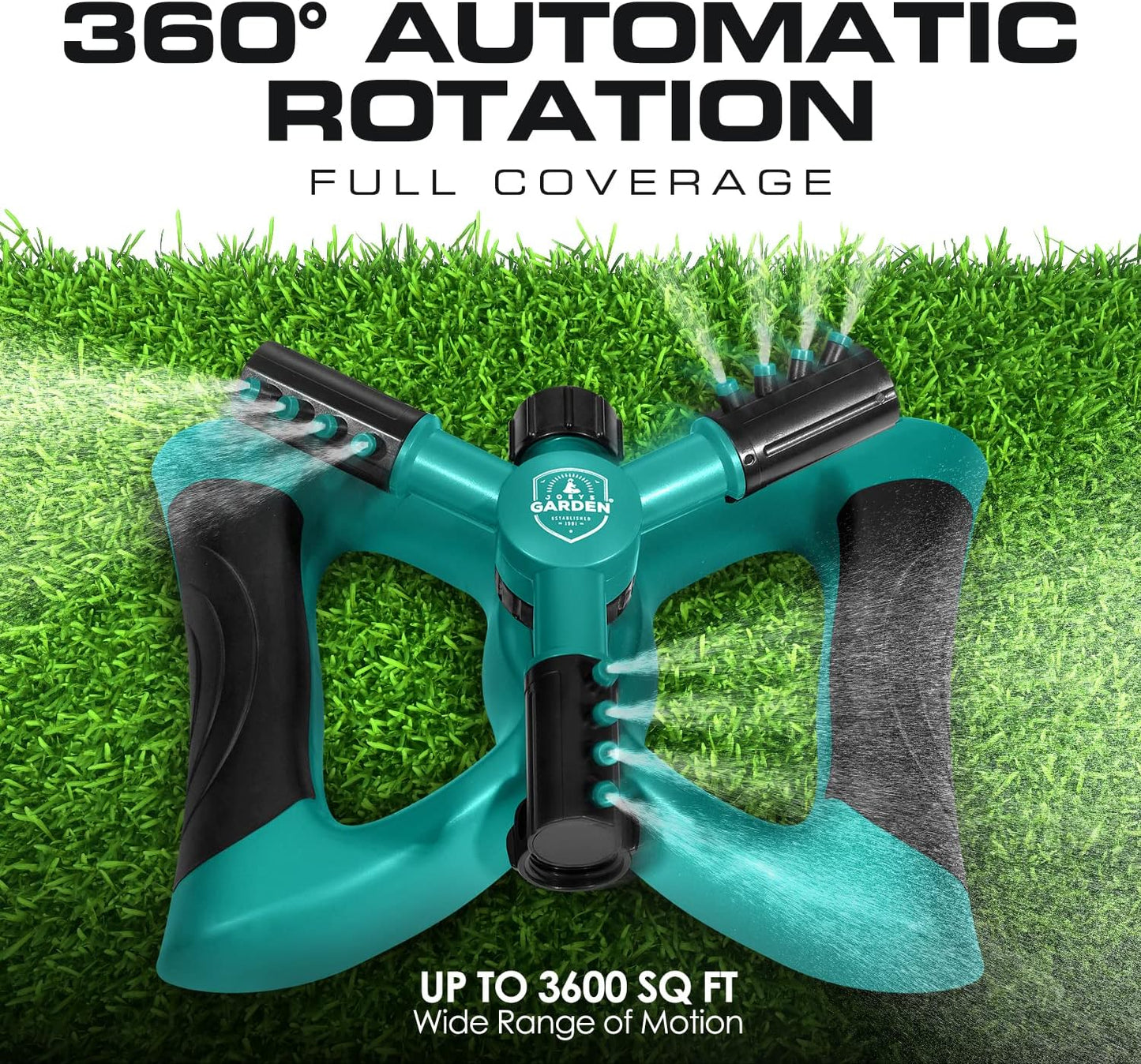 Joeys Sprinkler for Yard, Rotating Garden Sprinkler for Large Area Cov