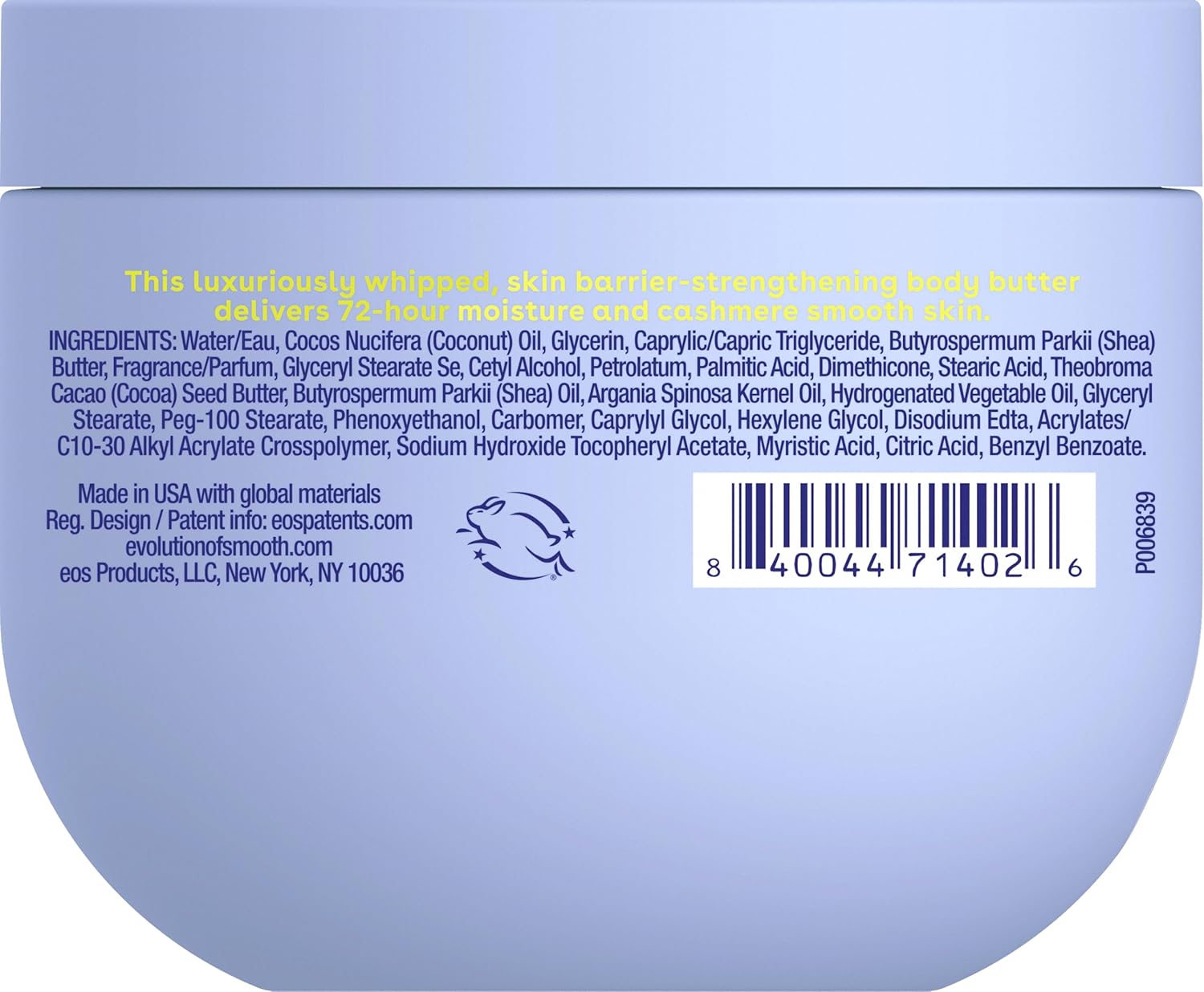 eos Cashmere Whipped Oil Body Butter, Vanilla Cashmere, 72 Hour Weight