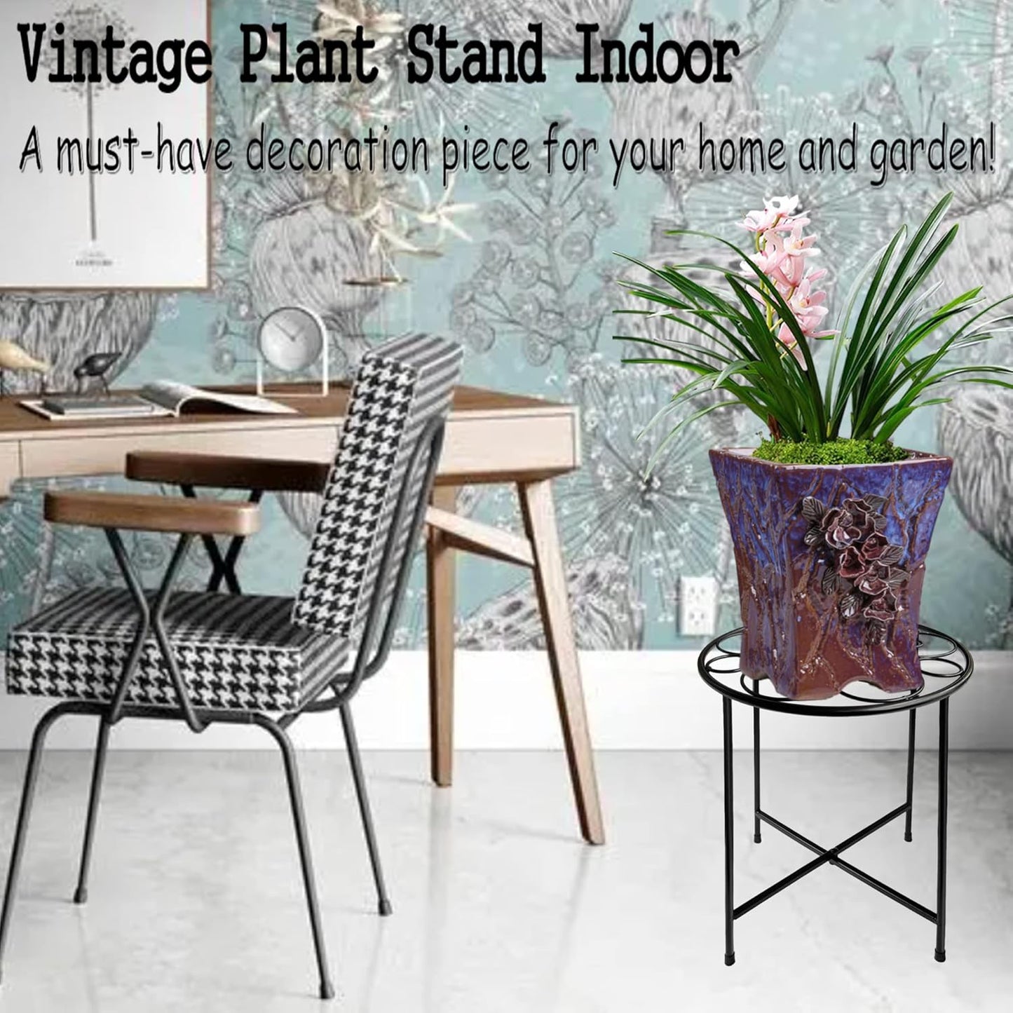 Plant Stand Outdoor Indoor 15'' Tall Set of 1, Retro Design Single Rus