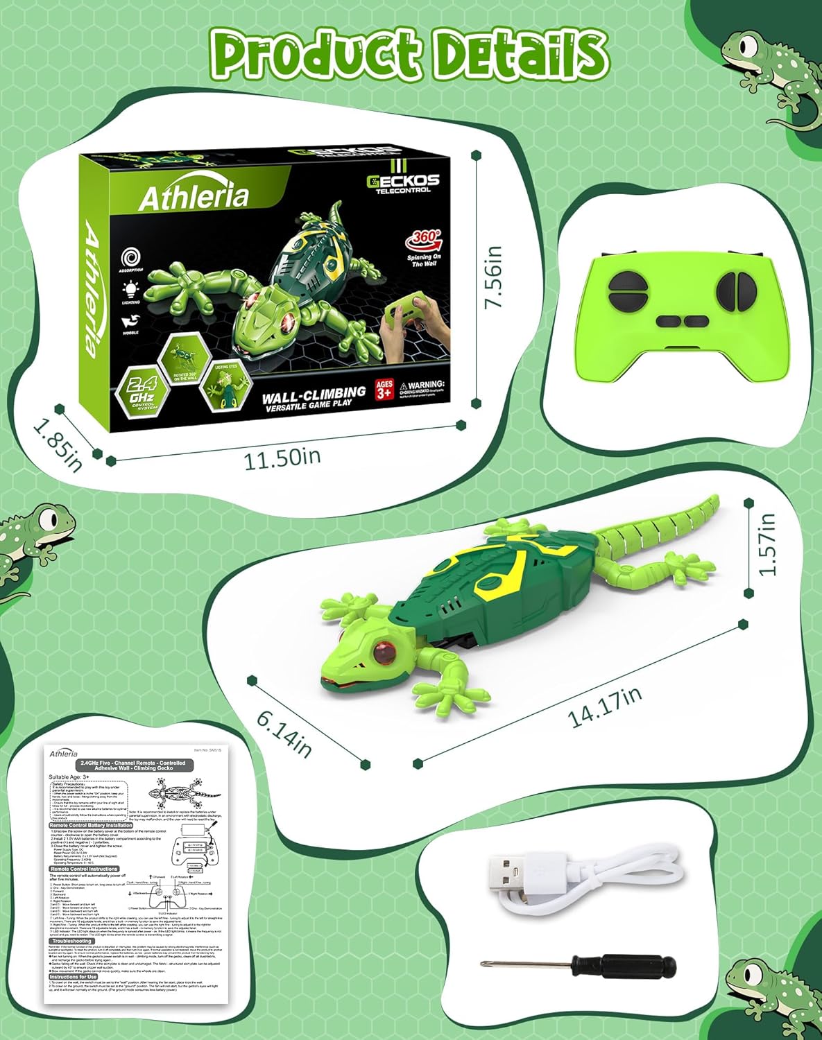 Wall Climbing Lizard,Wall Crawler Gecko Remote Control Car,Floor Ceili