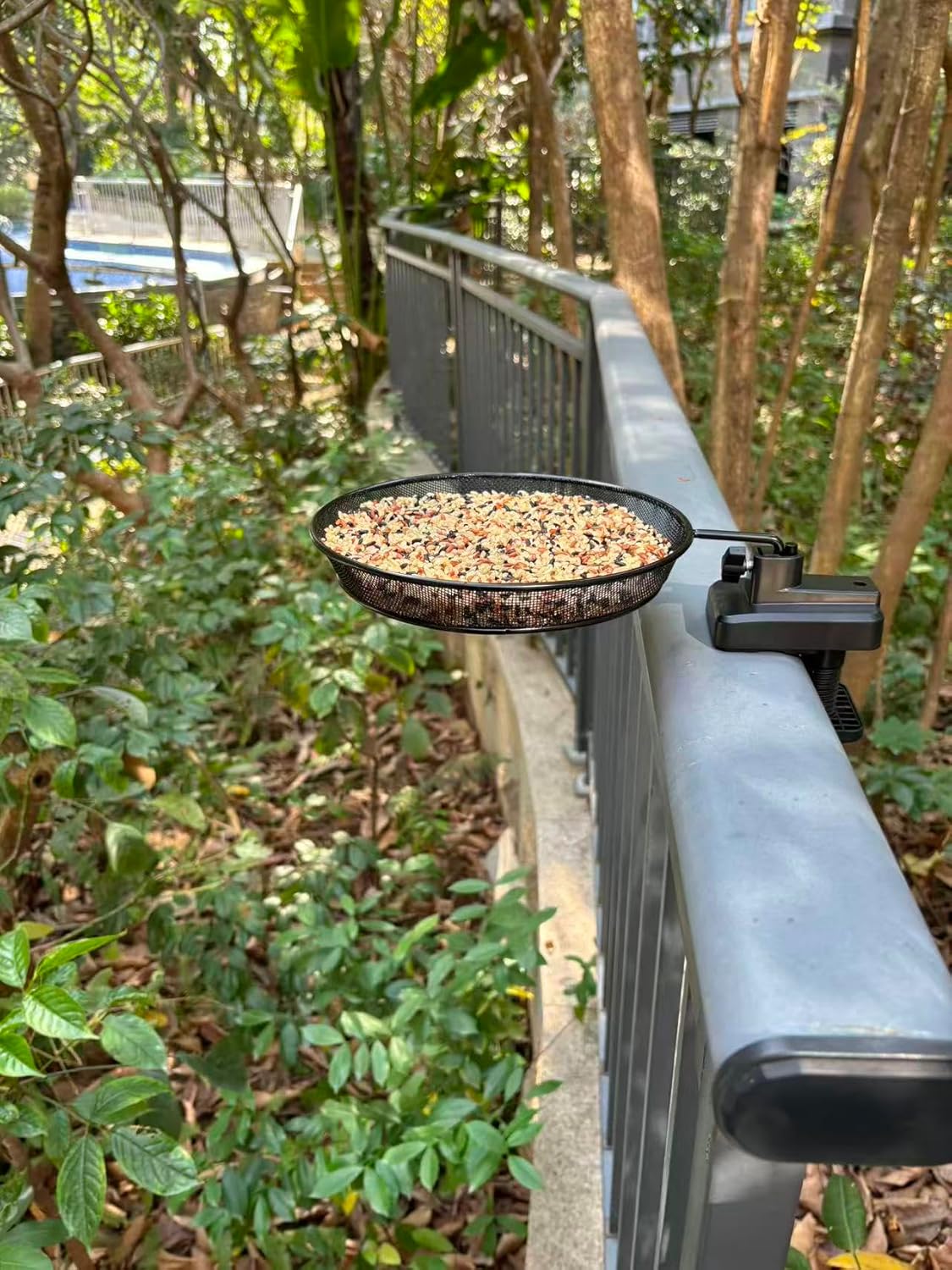 Railing/Fence/Pole Mount Bird Feeder 8" Metal Mesh Birdseed Tray for D