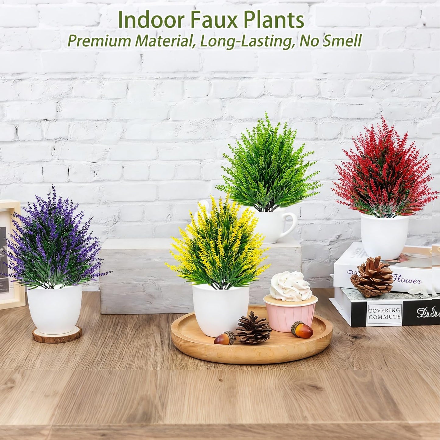 4 Pack Artificial Lavender Topiary Ball with Spike,Outdoors UV Resistant Fake Shrubs Greenery,Plastic Faux Plants Flower Bushes for Porch Yard Garden Indoor Planter Spring Decoration-Multicolor