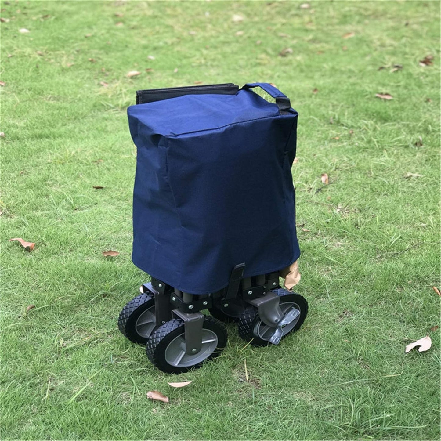 Garden Carts Picnic Camping Car Outdoor Camping Trolley Portable Folding Four-Wheel Beach Hand Trailer Outdoor Trolley (Color : Blue, Size : One Szie) (Blue One szie)