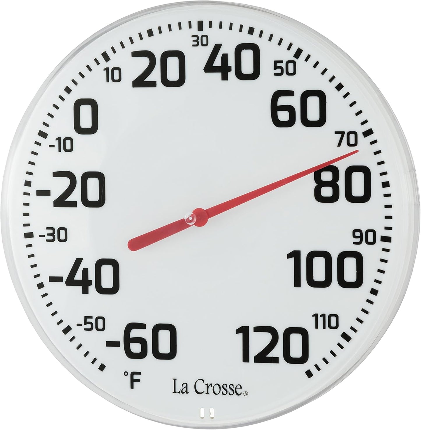 La Crosse 104-1522 8" Round Analog Dial Thermometer, White