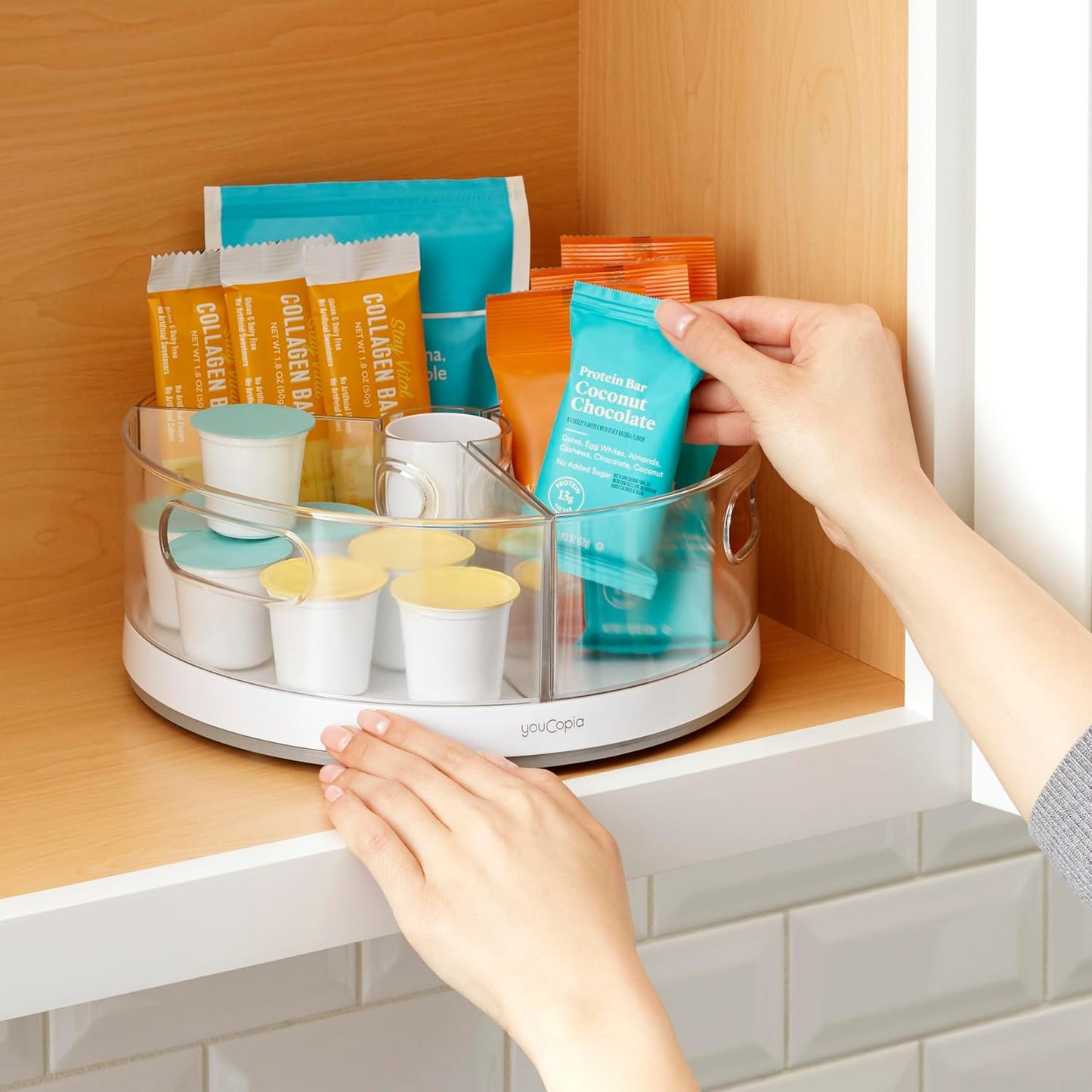 YouCopia Crazy Susan Lazy Susan Organizer, 3 BPA-Free Removable Clear 