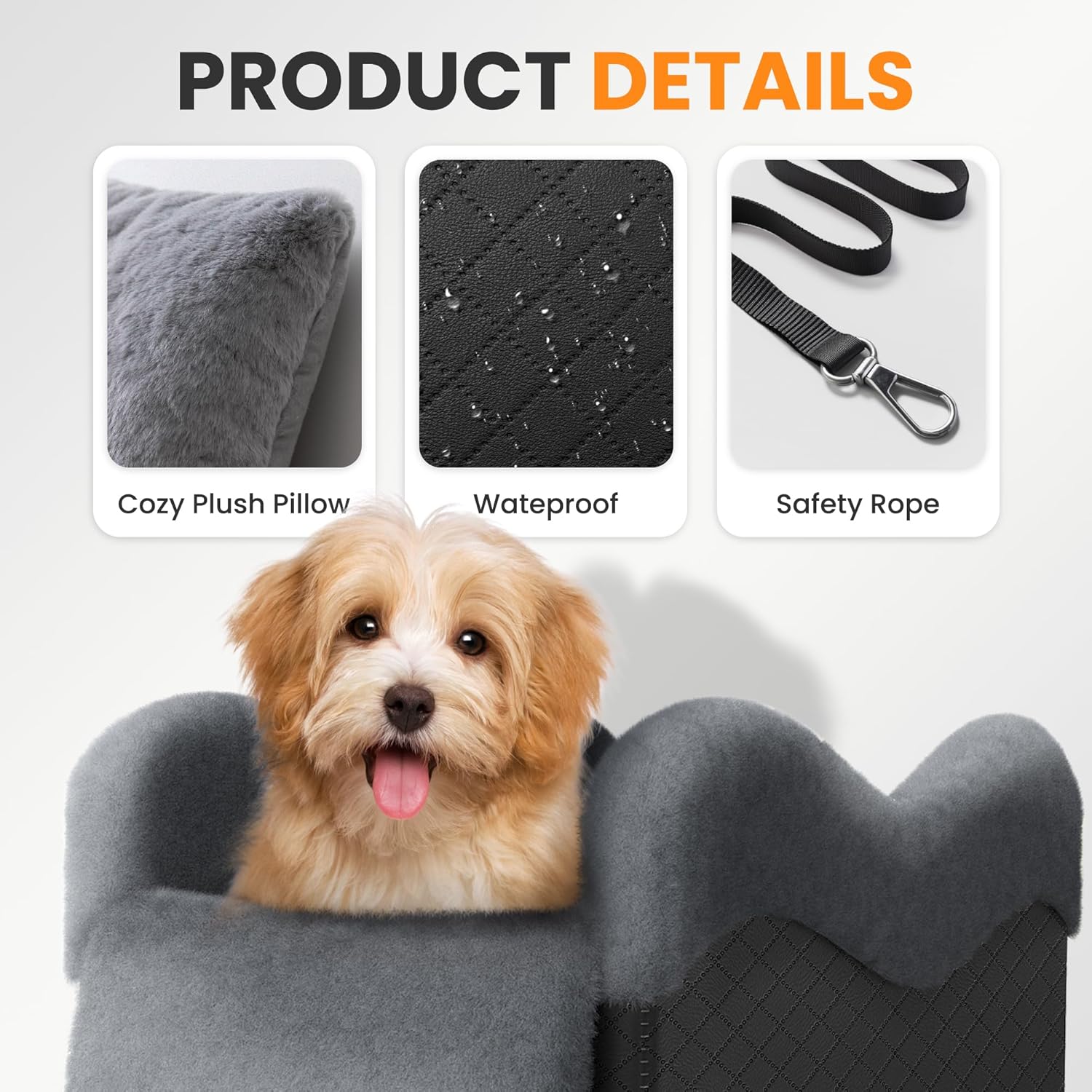 Portable Small Dog Seat for Car, Luxury Center Console Dog Car Seat Bo
