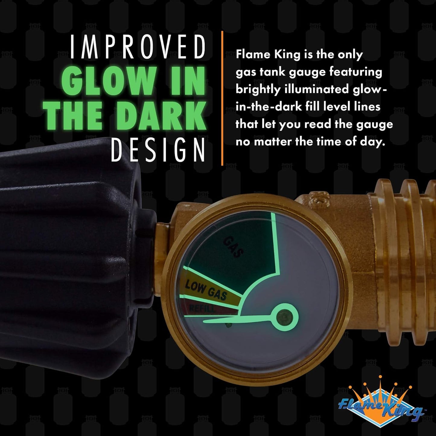 Flame King Propane Tank Gauge Level Indicator Leak Detector Gas Pressure Meter Color Coded & Glow in The Dark Universal for Cylinder, BBQ Gas Grill, RV Camper, Heater Propane Gas Tank Level Indicator