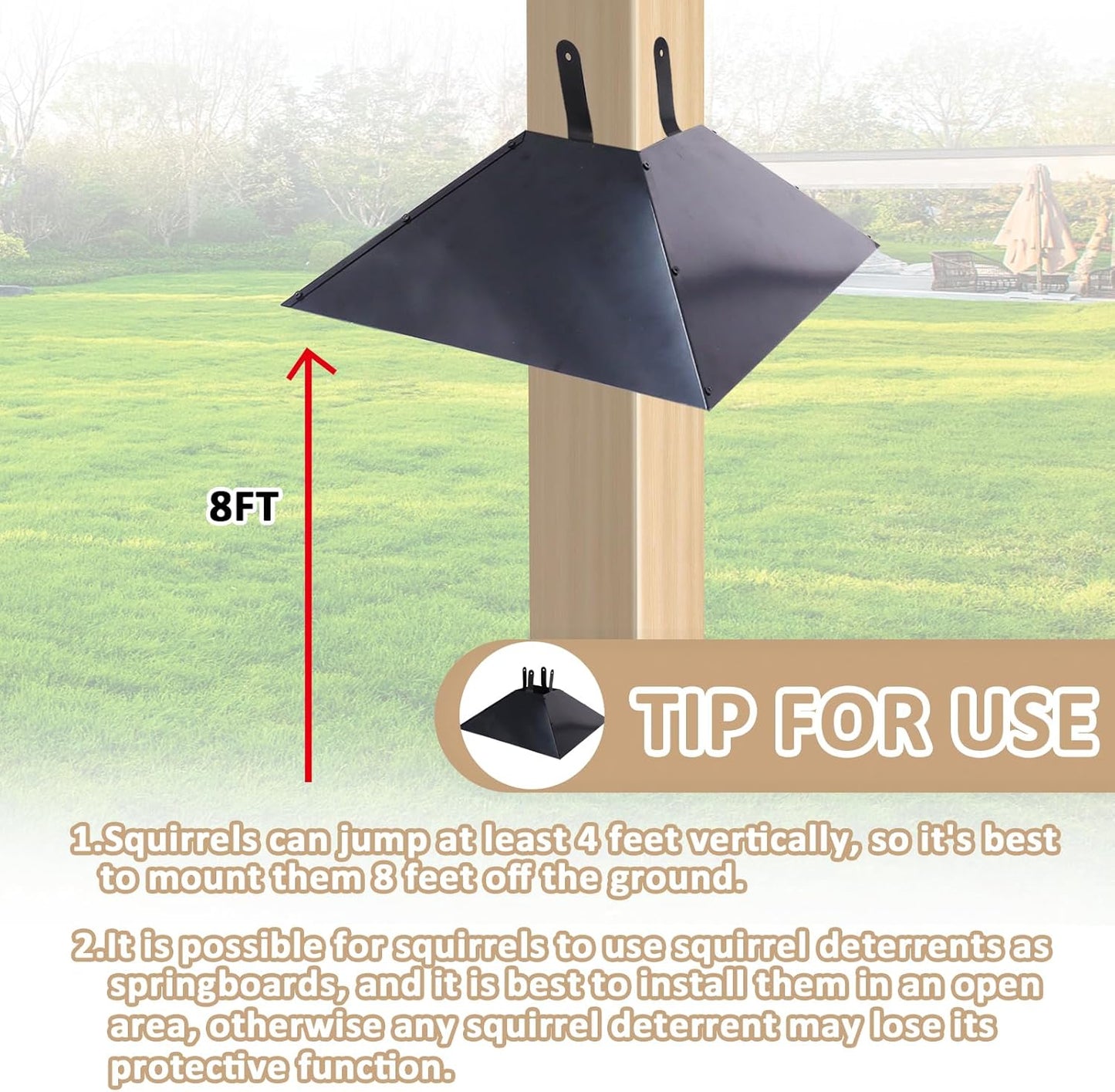 Squirrel Baffle for 4x4 Post, Metal Baffle for Bird Feeder Pole, Outdoor Squirrel Guard Proofing, Black 1 Pack