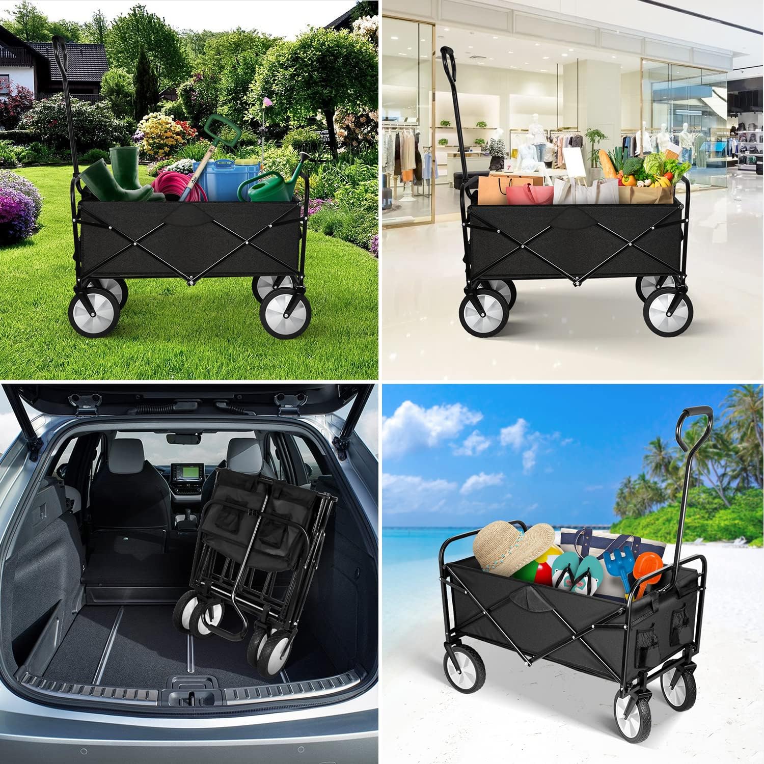 YSSOA Rolling Folding & Rolling Collapsible Garden Cart, Outdoor Campi