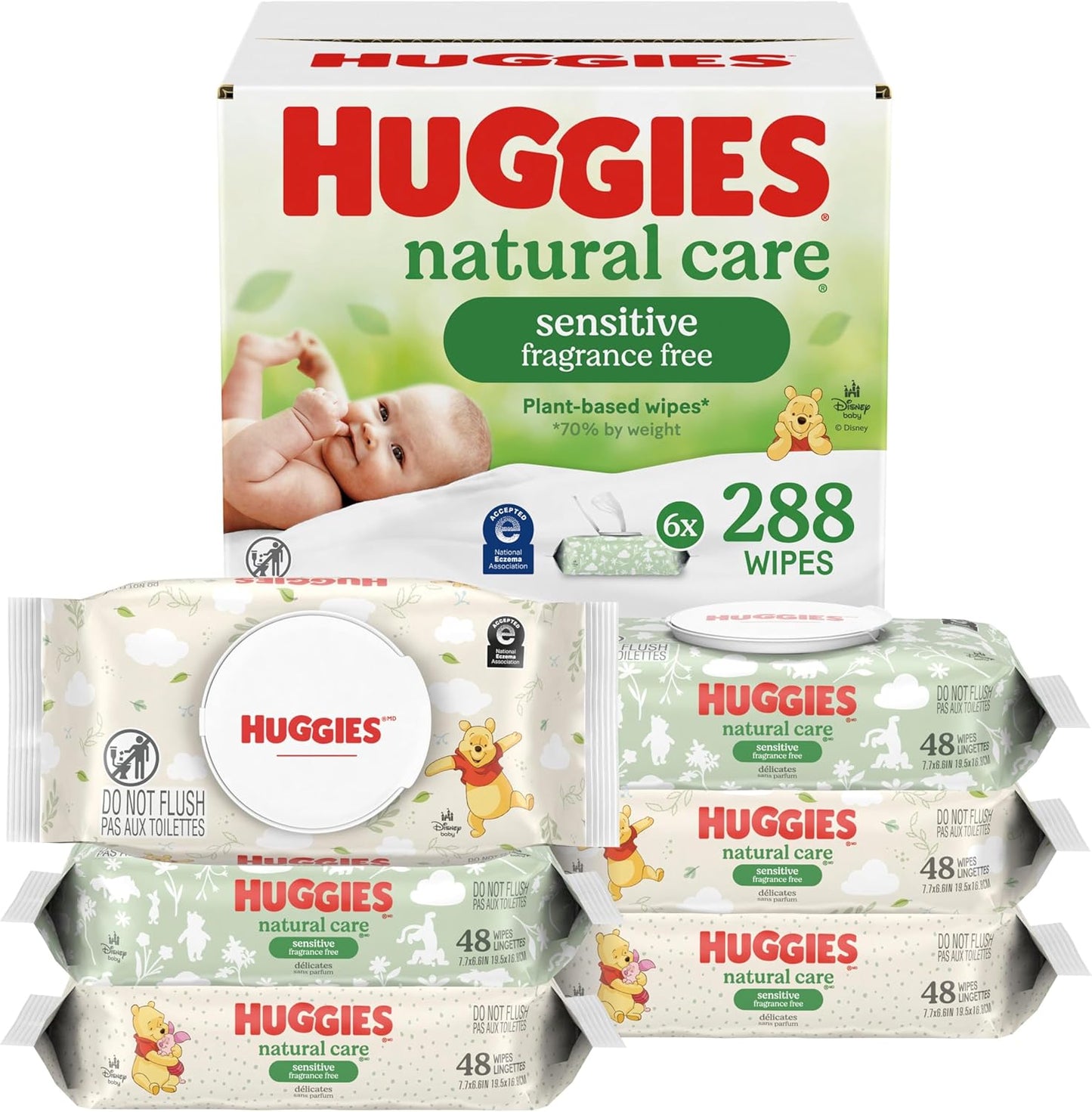 Huggies Natural Care Sensitive Baby Wipes, Unscented, Hypoallergenic, 