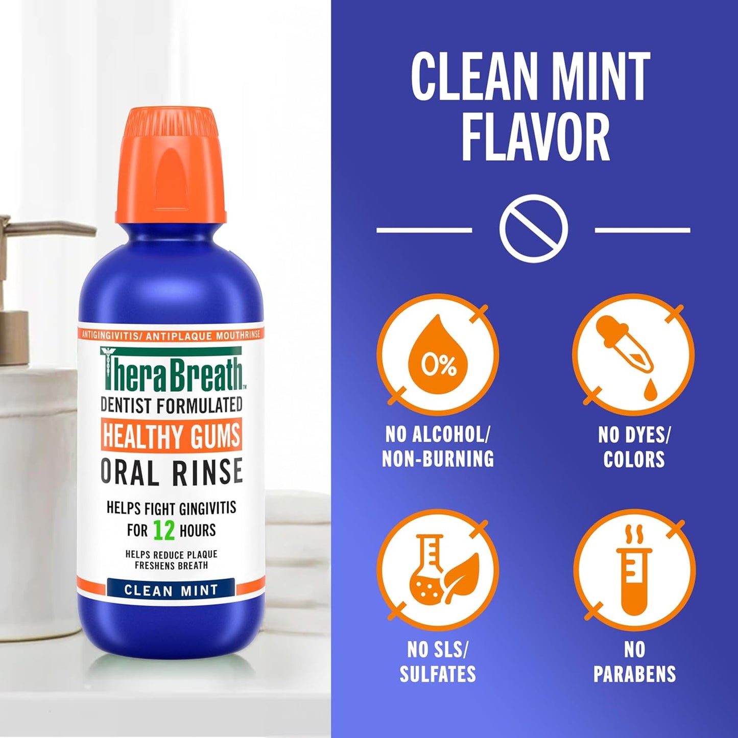 TheraBreath Healthy Gums Oral Rinse, Antigingivitis, Clean Mint Flavor