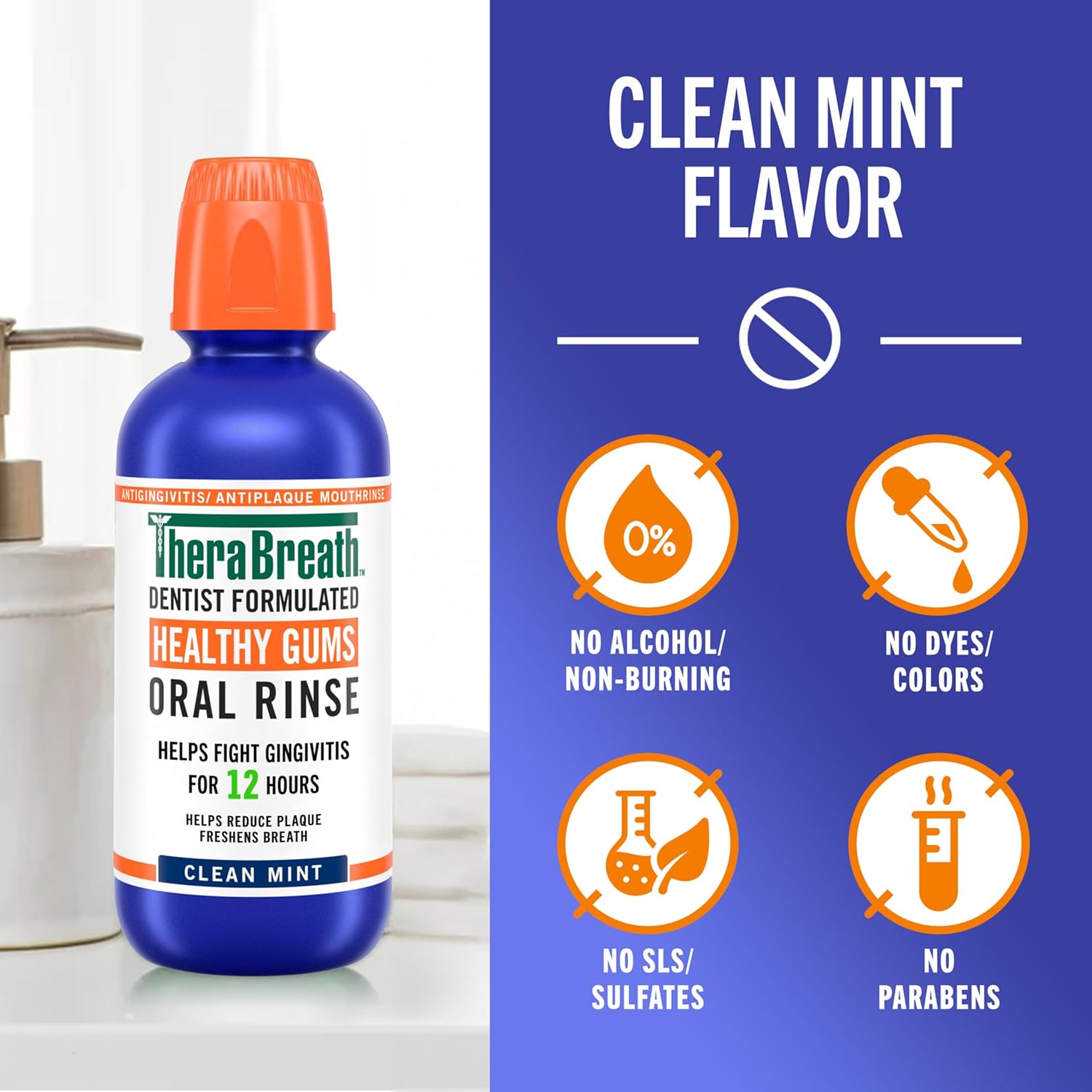 TheraBreath Healthy Gums Oral Rinse, Antigingivitis, Clean Mint Flavor
