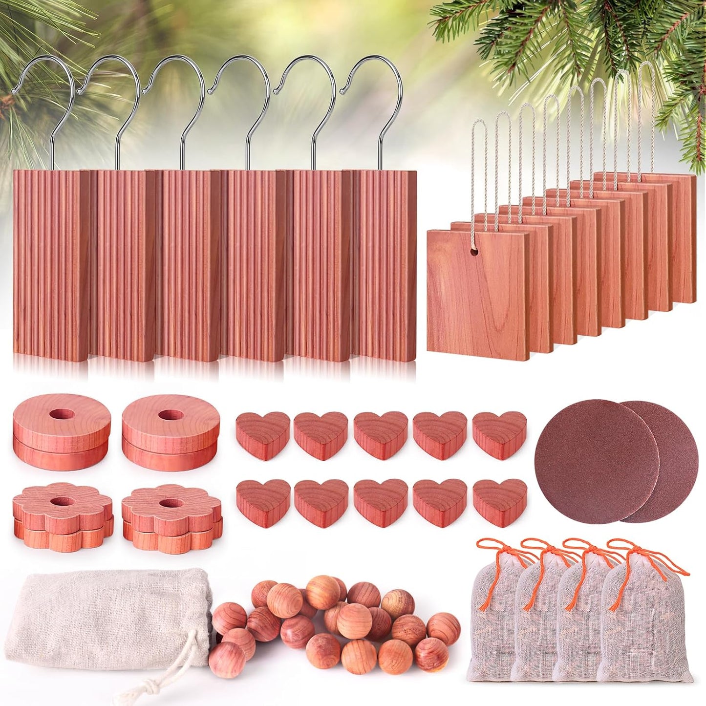 Woodever Cedar Blocks for Clothes Storage 56 Pcs, 100% Aromatic Planks