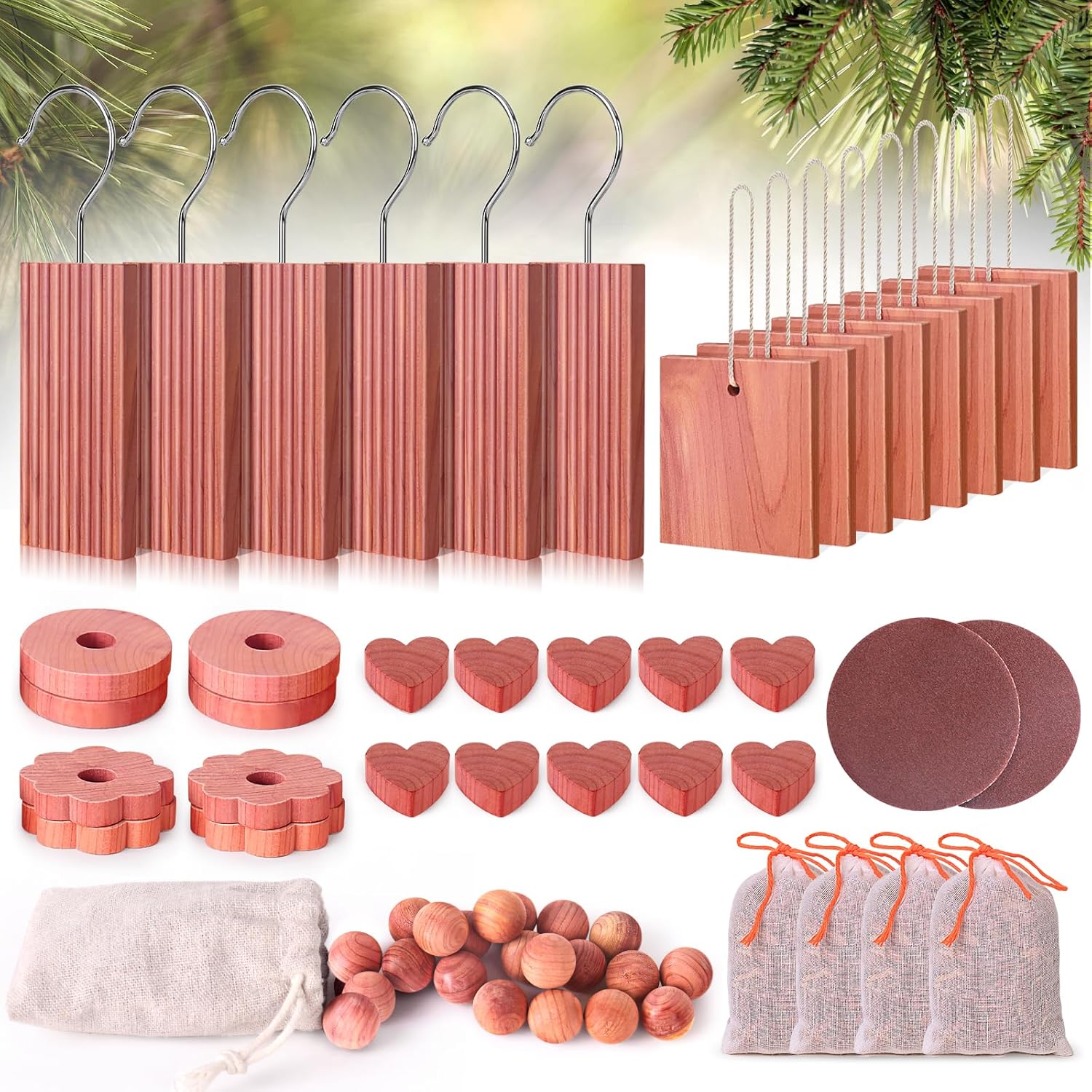 Woodever Cedar Blocks for Clothes Storage 56 Pcs, 100% Aromatic Planks