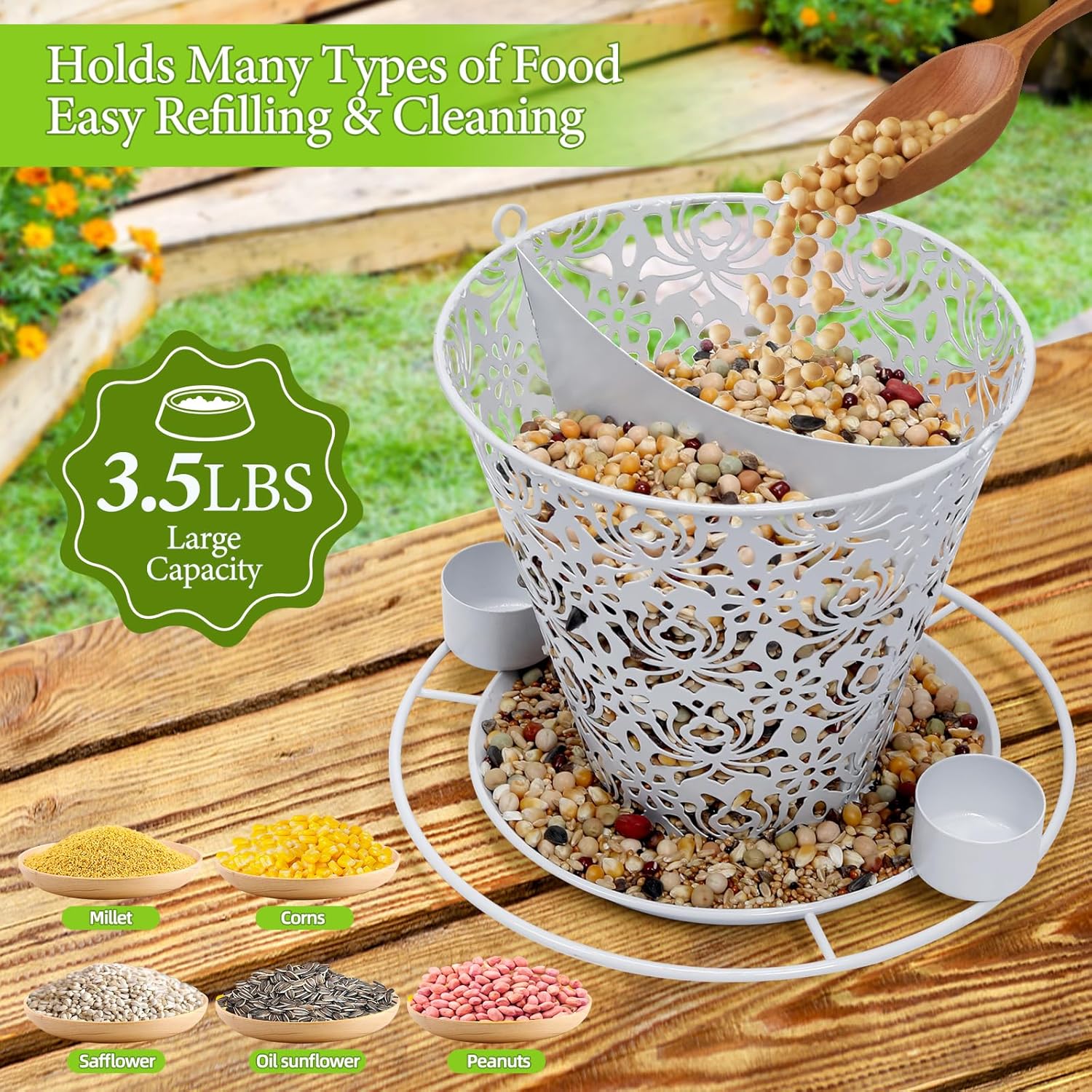 Solar Bird Feeders for Outside Hanging Metal Wild Bird Feeder Solar La
