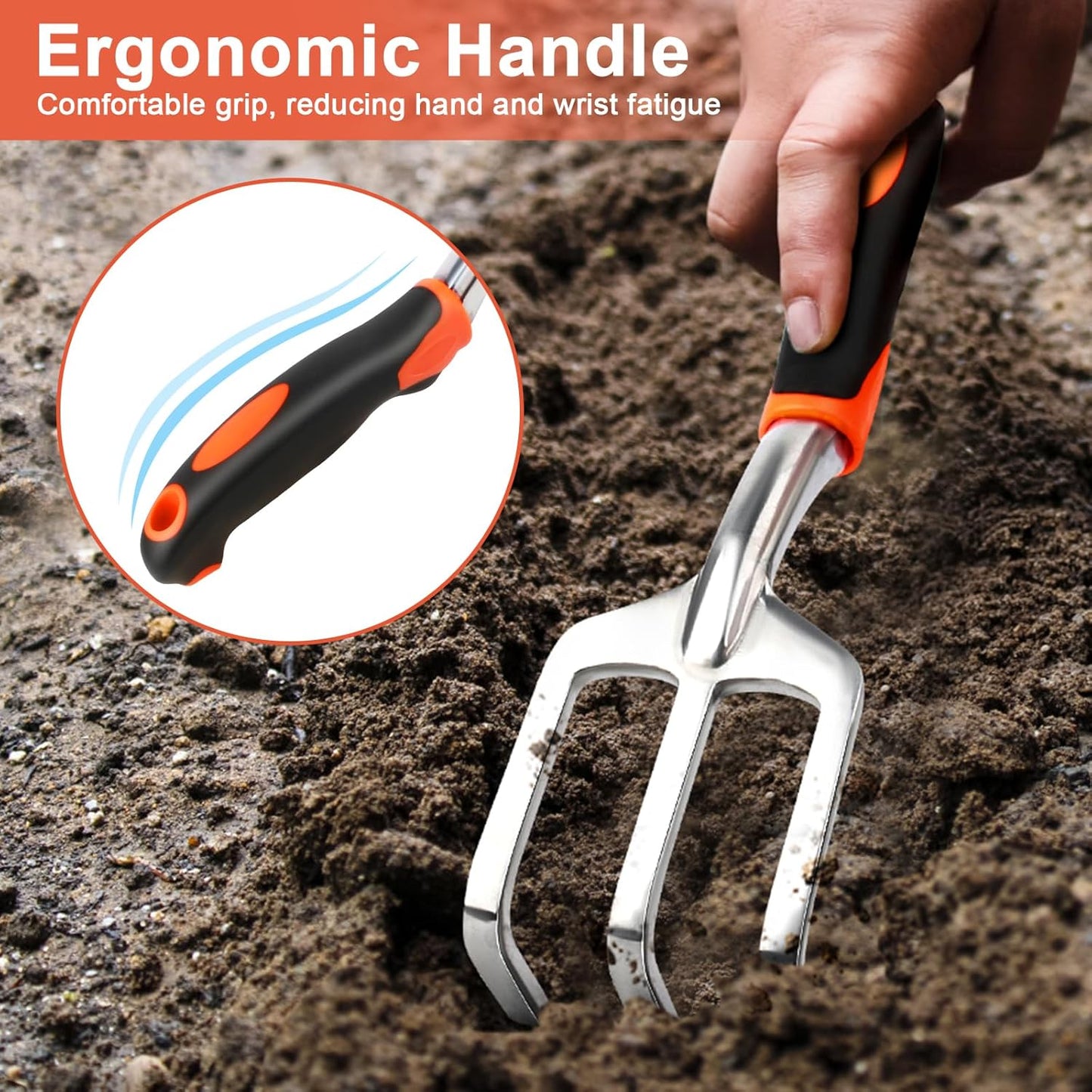 Hand Rake Garden Tool, Heavy Duty Hand Cultivators for Gardening, Smal