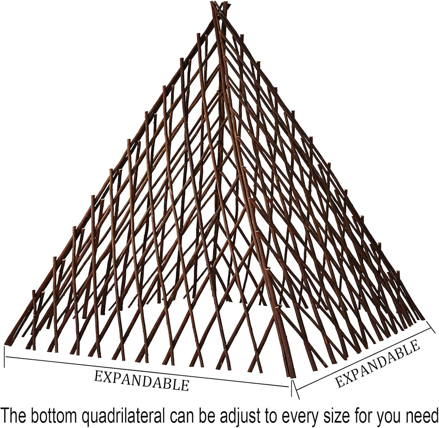 Expandable Teepee Wicker Plant Trellis,Obelisk Trellis for Climbing Plant Outdoor, Wicker Trellises for Plants Flower Self Standing Expandable Pyramid Trellis for Plant Protection and Plant Climbing