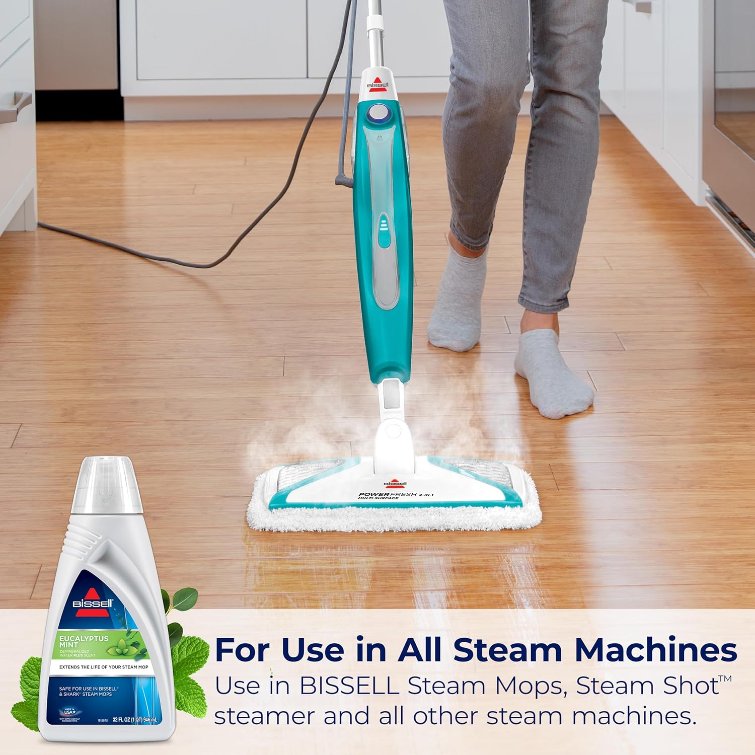 BISSELL EUCALYPTUS MINT DEMINERALIZED STEAM MOP WATER, 32 ounces, 1392